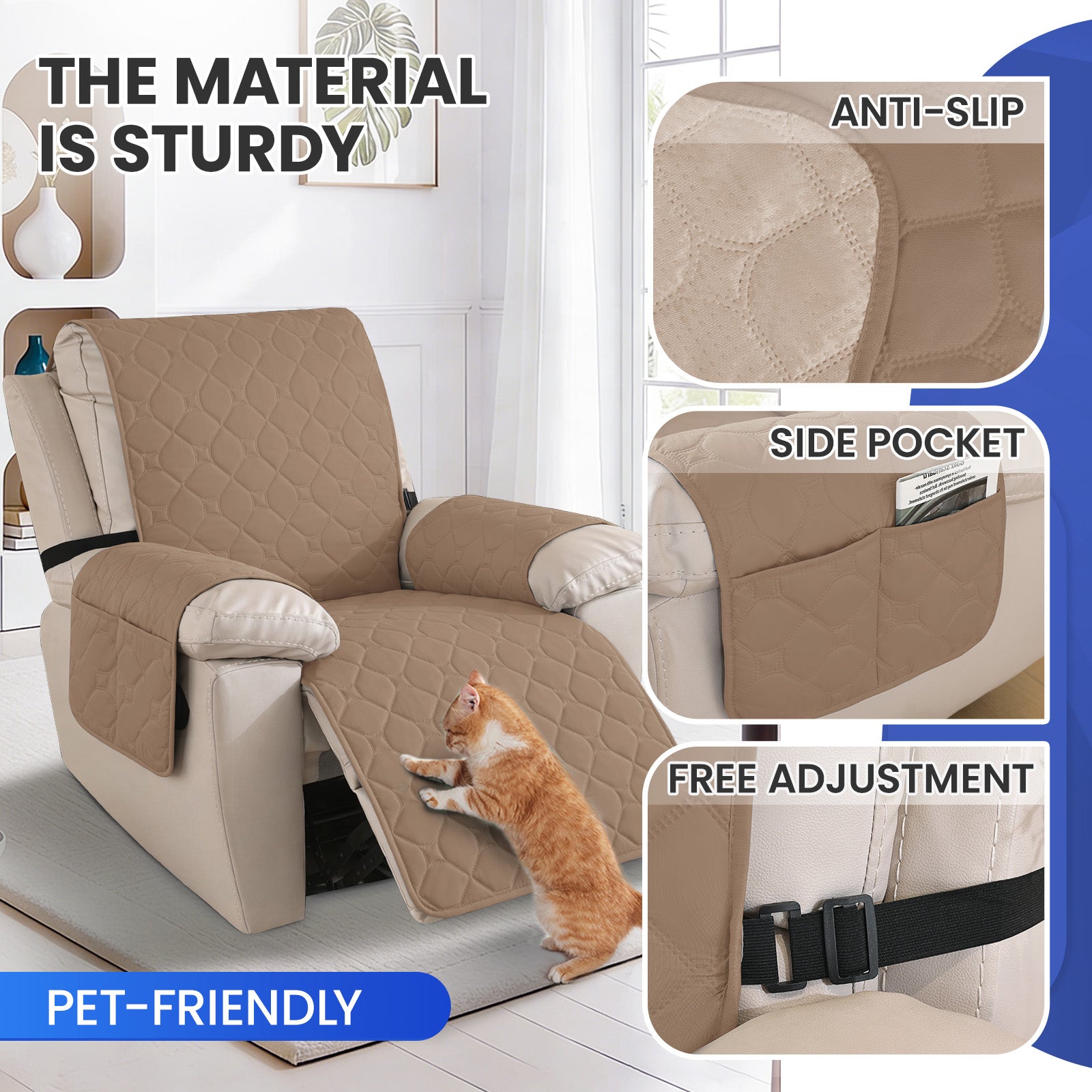 YSTYLE Waterproof Recliner Armchair Cover with Armrests 1 Seater