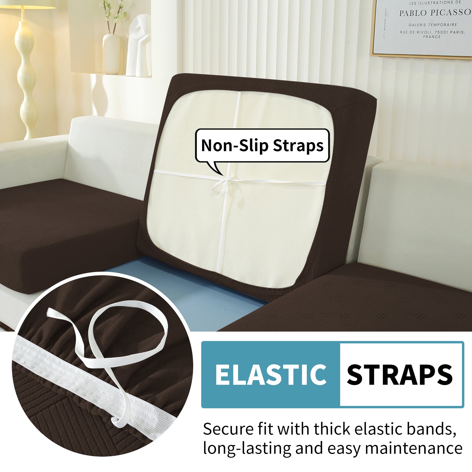 YSTYLE Sofá 1 Pieza Manta para Asiento – Ajuste Elástico, Antideslizante, Patrón Geométrico, Uso Universal, Protección Total - Patrón Entrelazado