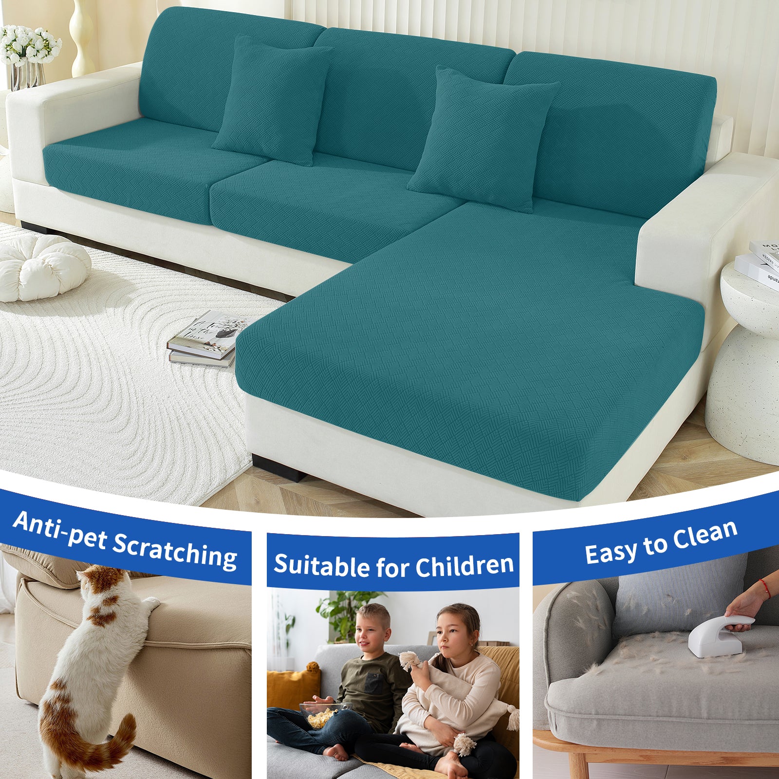 YSTYLE 1 Piece Sofa Cushion Cover – Stretch Fit, Universal Use, Anti-Slip, Scratch Resistant, Geometric Design-Rhombic