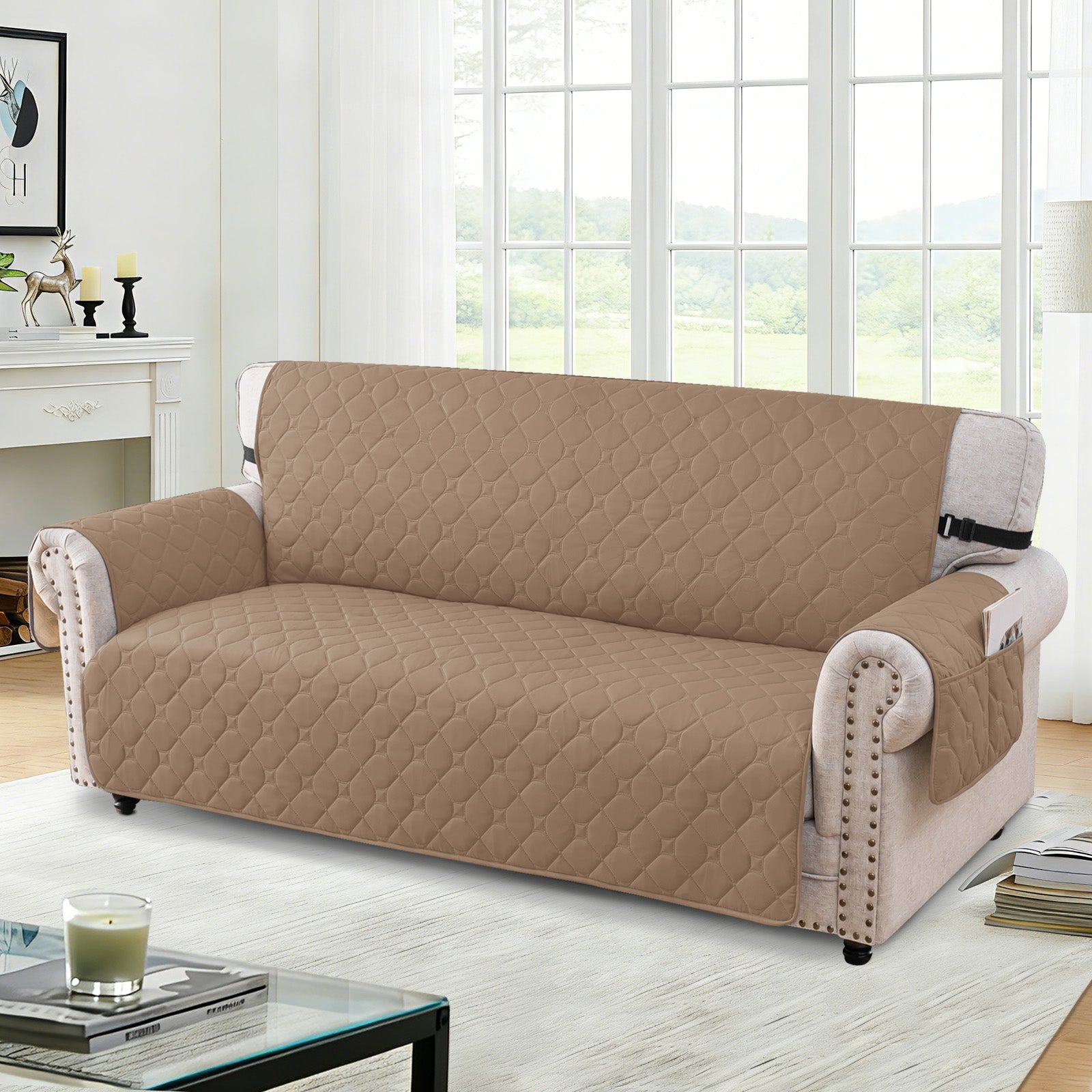 YSTYLE Waterproof 2 Seater Armchair Cover with Pockets Non Slip