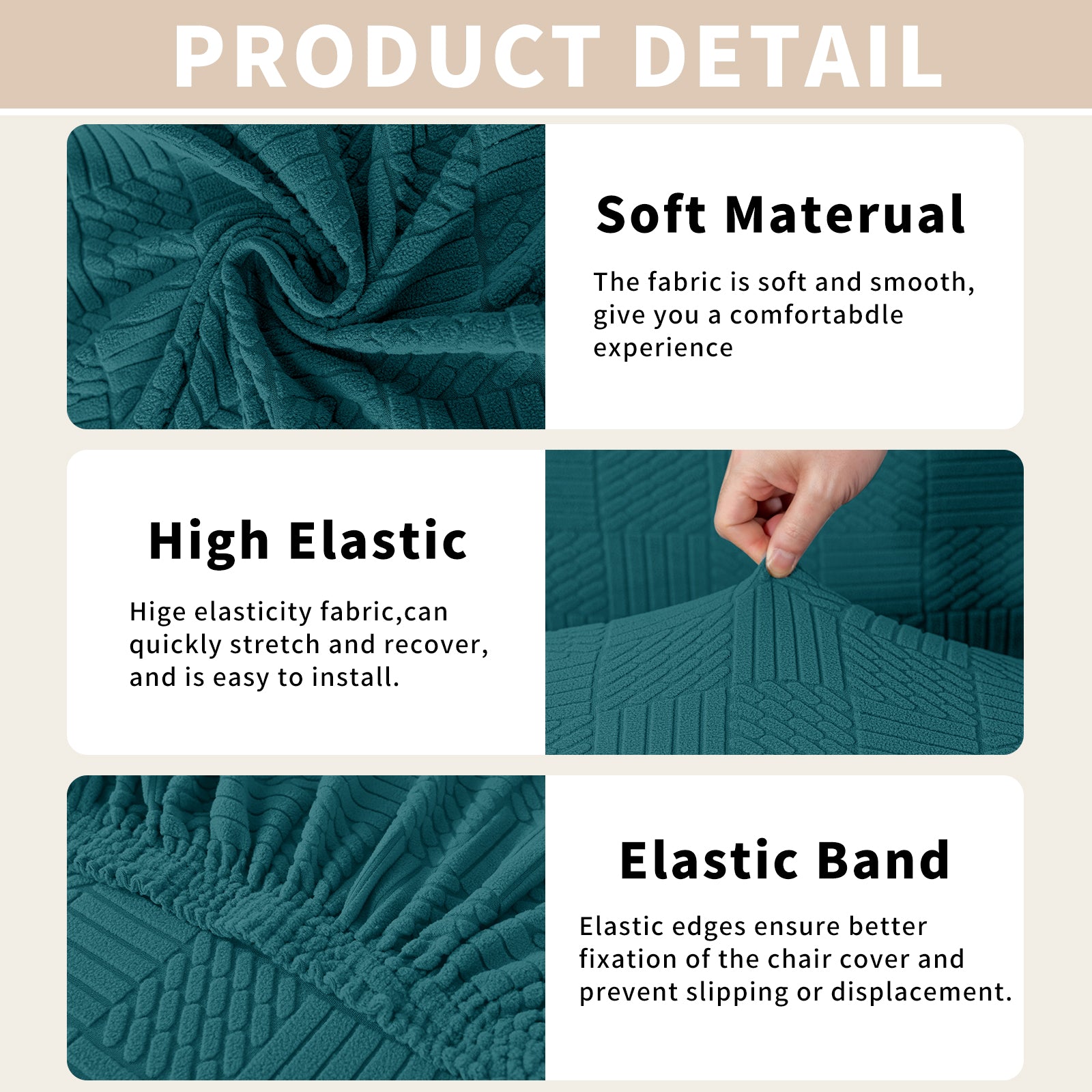 YSTYLE Universal 6 piezas fundas de silla, ajuste elástico, resistente a los arañazos, tela suave - cinco líneas.