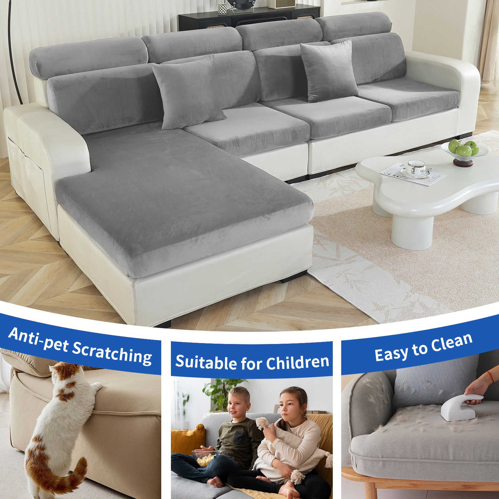 YSTYLE Samt-Stretch-Sofaschoner 2-sitzig Anti-Rutsch