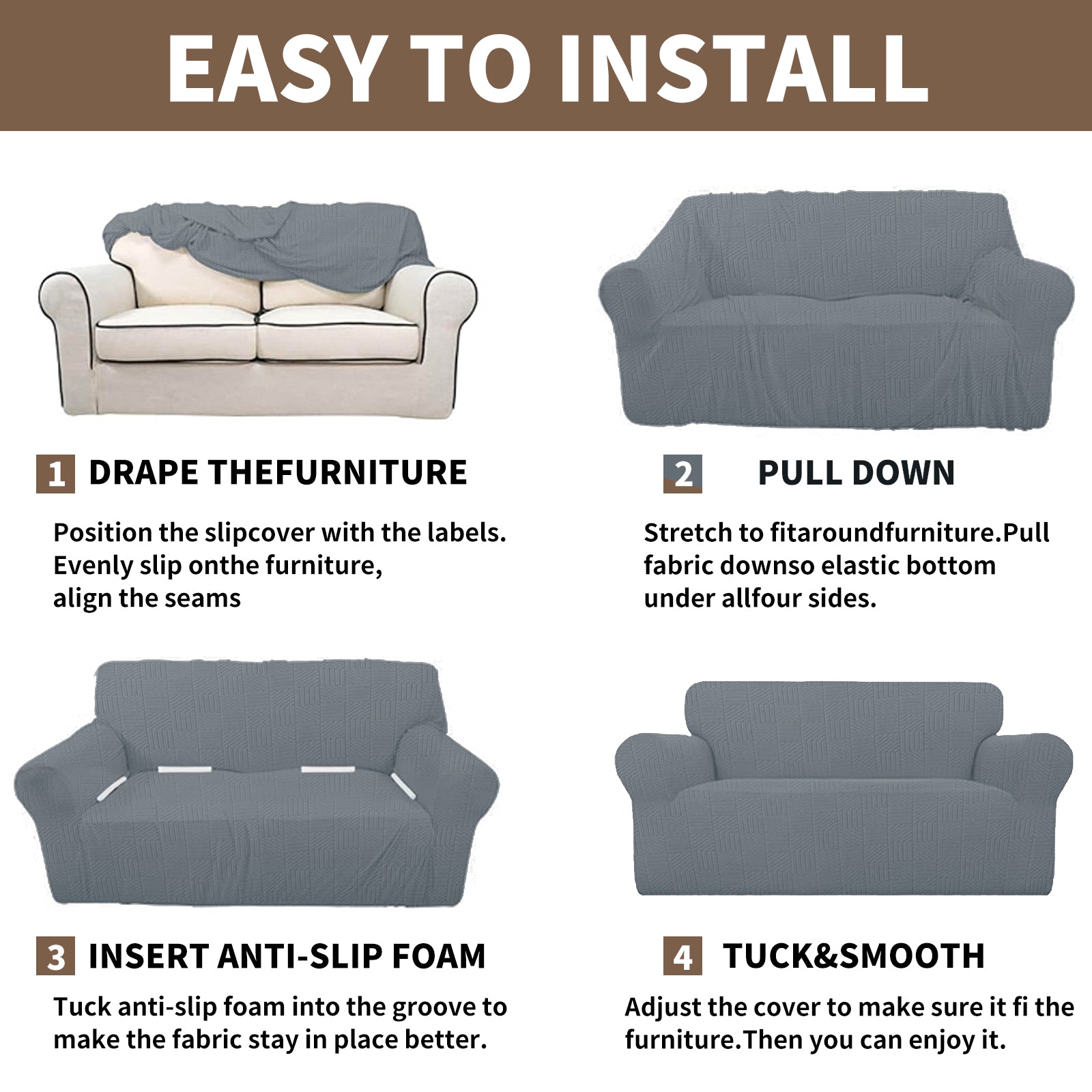 Copertura per divano a 1 posto YSTYLE Stretch 78-116cm con motivo geometrico