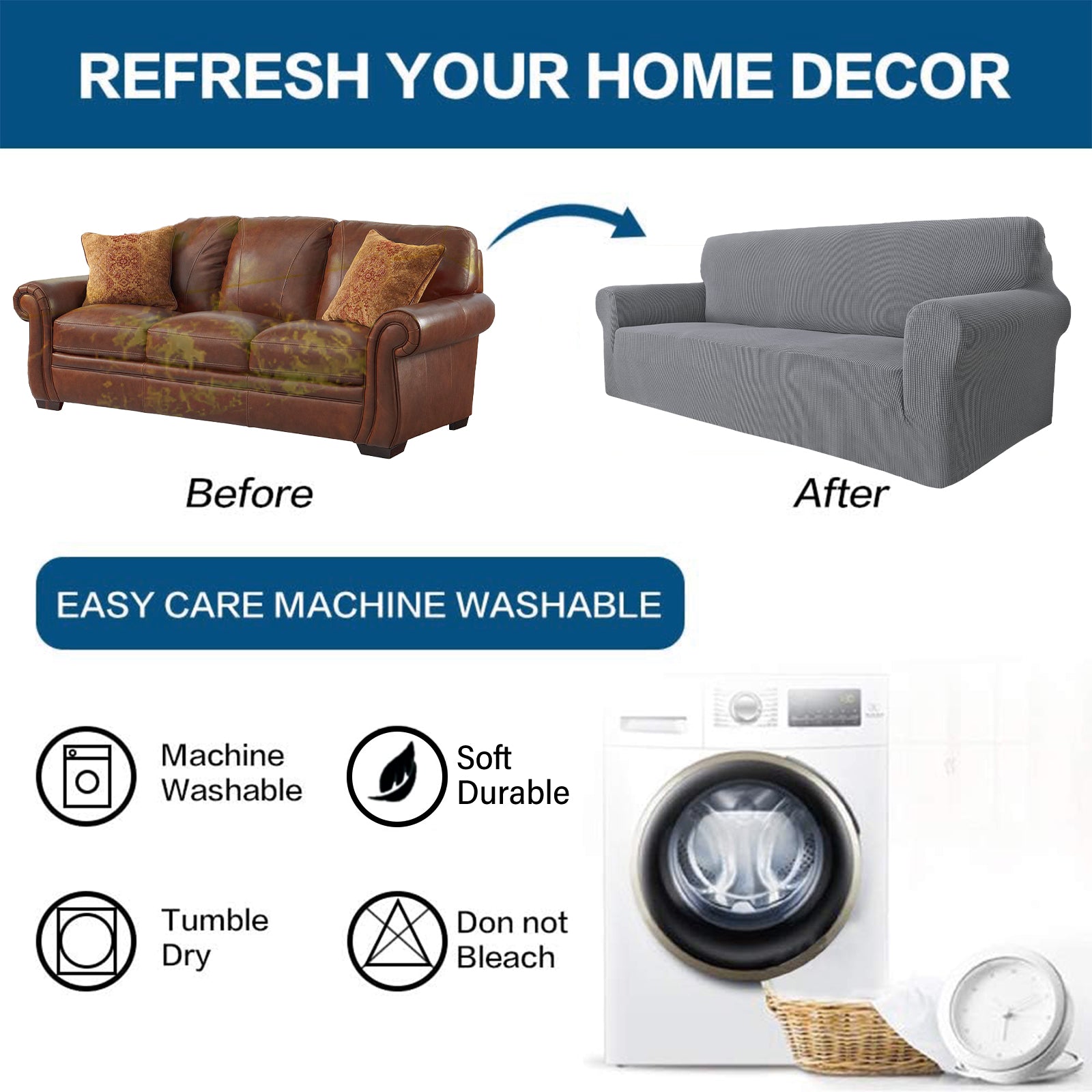 YSTYLE Stretch 2-Sitzer Sofa Bezug mit Armlehnen Anti-Rutsch