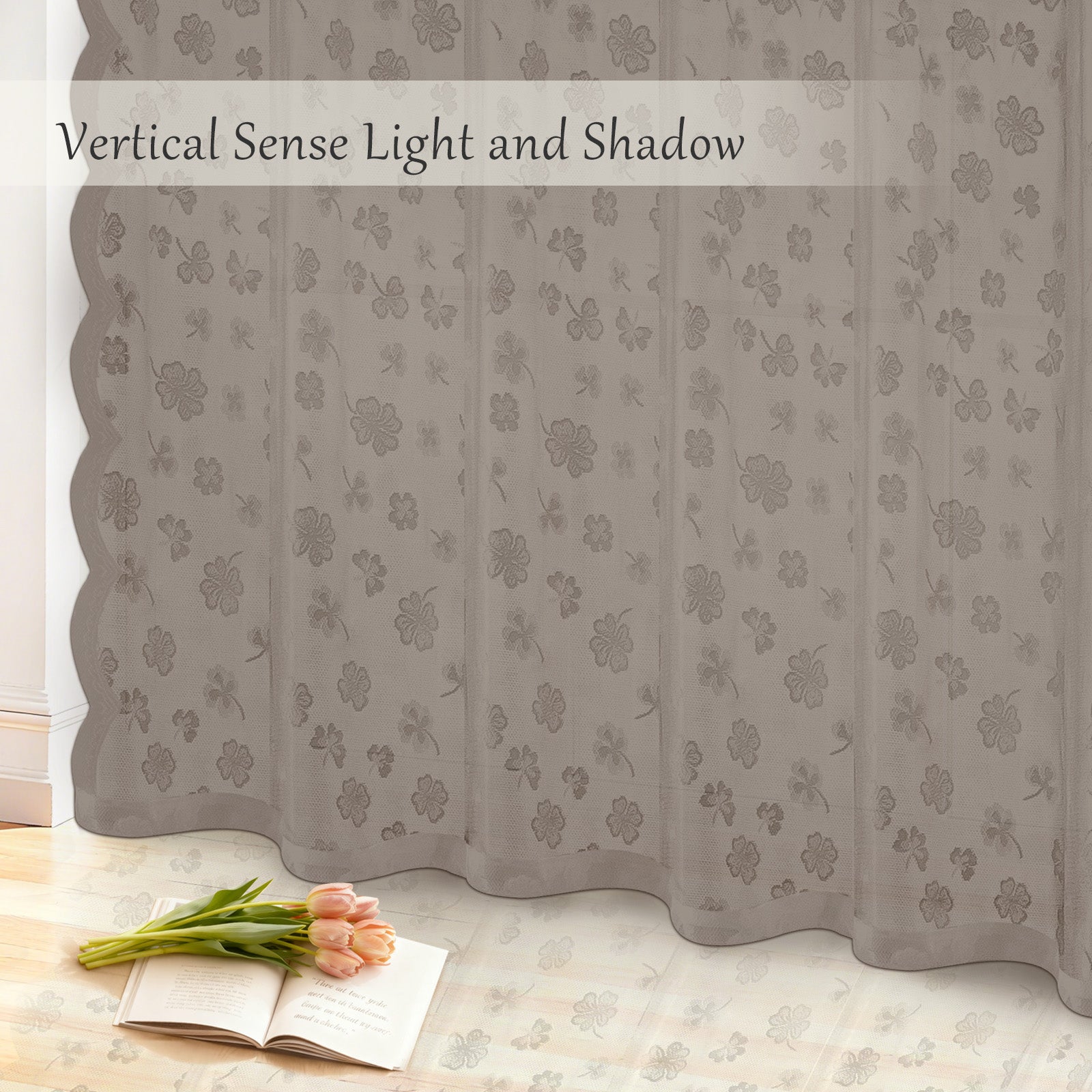 Ystyle 2 Panels Set, Semi-Sheer Indoor Curtains, 70x240cm, Classic Lace Voile Curtains with Rod Pocket, Lightweight