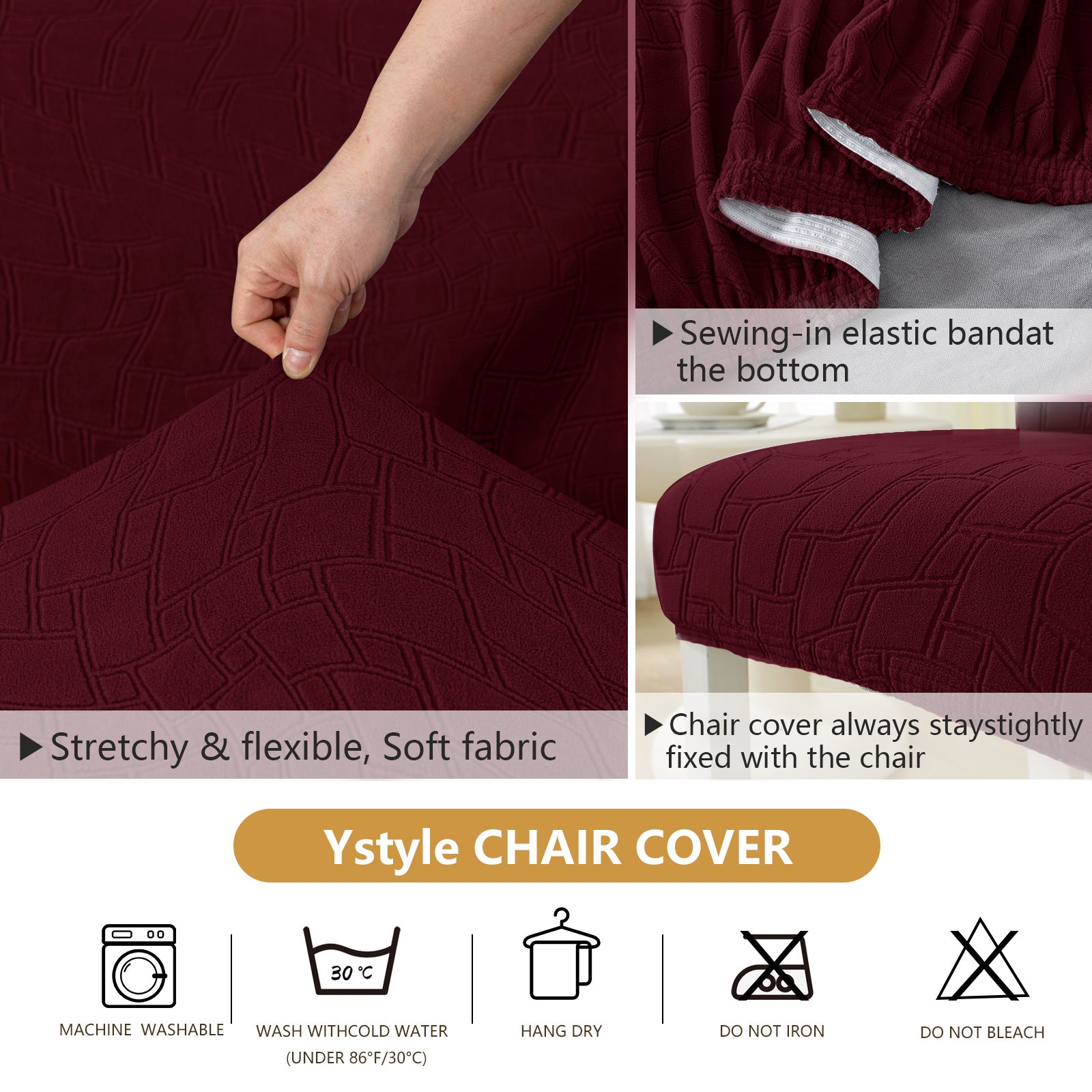 Ystyle 6 Pieces Stretch Chair Covers with Backrest Washable-YSTYLE