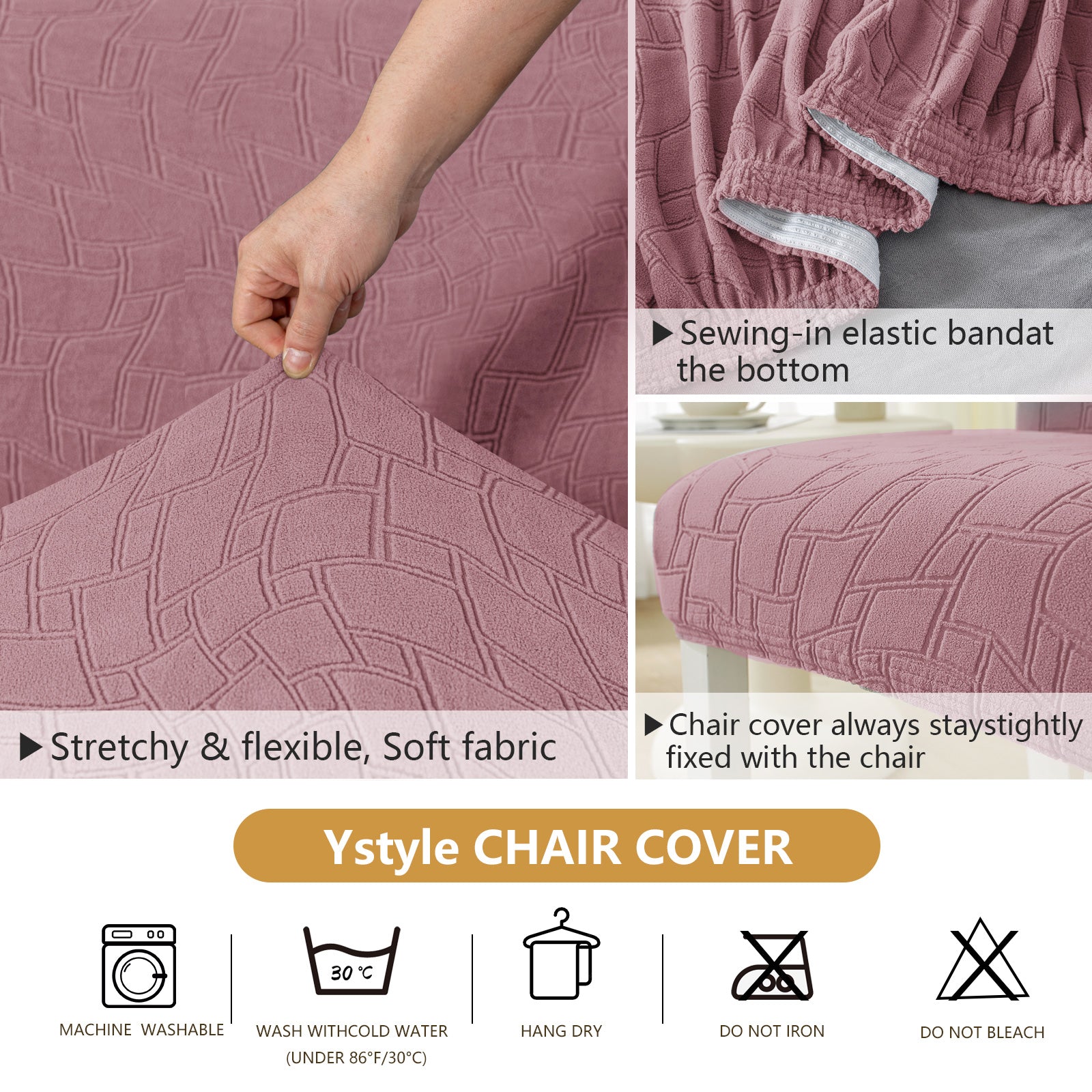 Ystyle 2-Piece Chair Covers with Backrest, Elastic Living Room Kitchen Chair Slipcovers, Soft Comfortable Anti-Scratch Chair Covers, Easy to Clean and Durable, Washable Removable