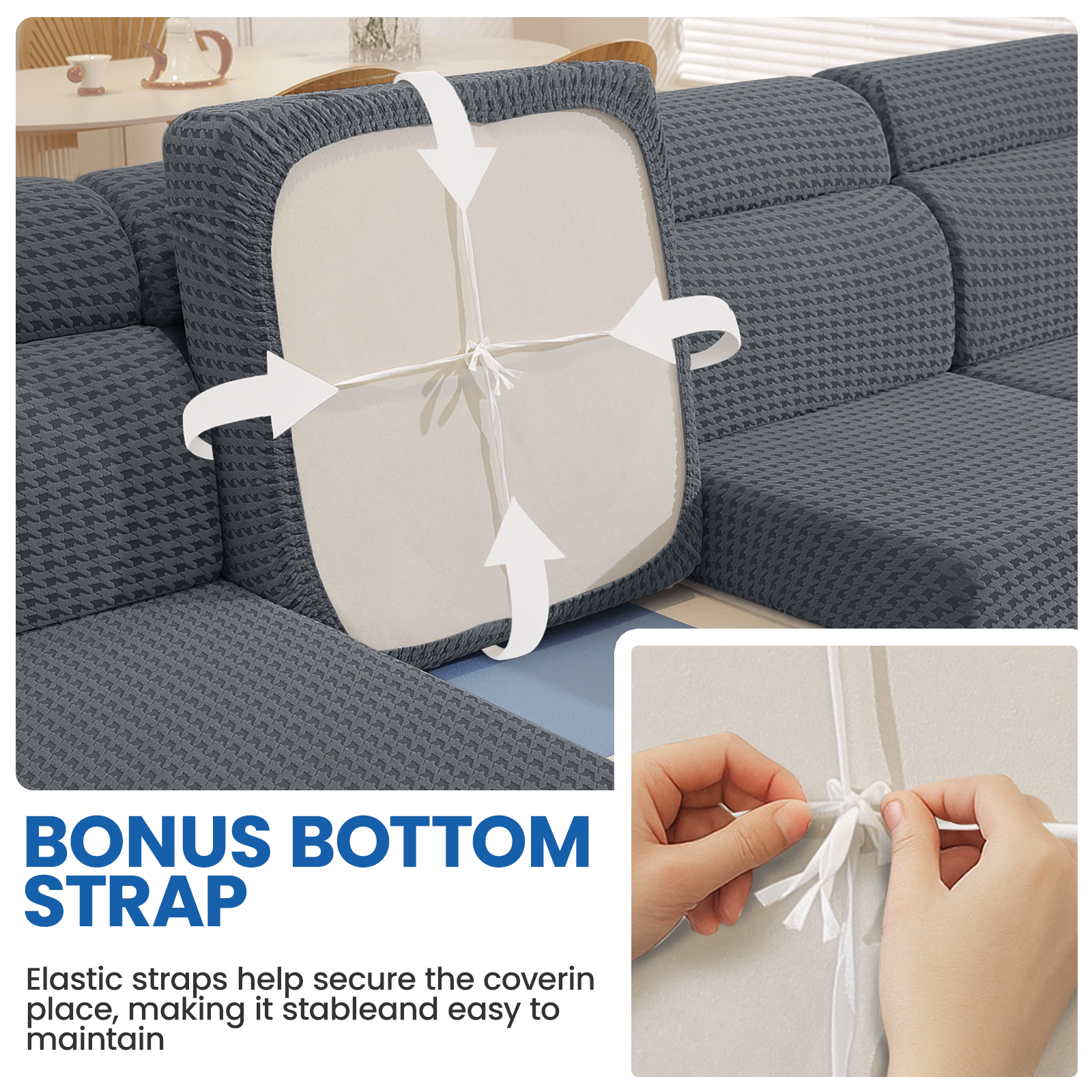 Ystyle Elastic Sofa Cushion Covers, Universal Stretch Sofa Seat Slipcovers (3x 1-Seat + Chaise Lounge)