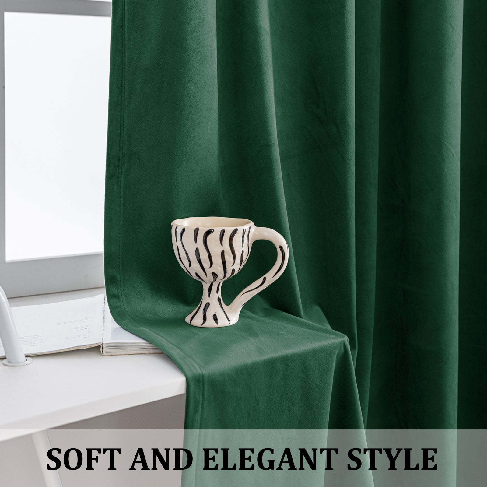 YSTYLE 2 Pieces Velvet Blackout Curtains Thermal Insulated-YSTYLE