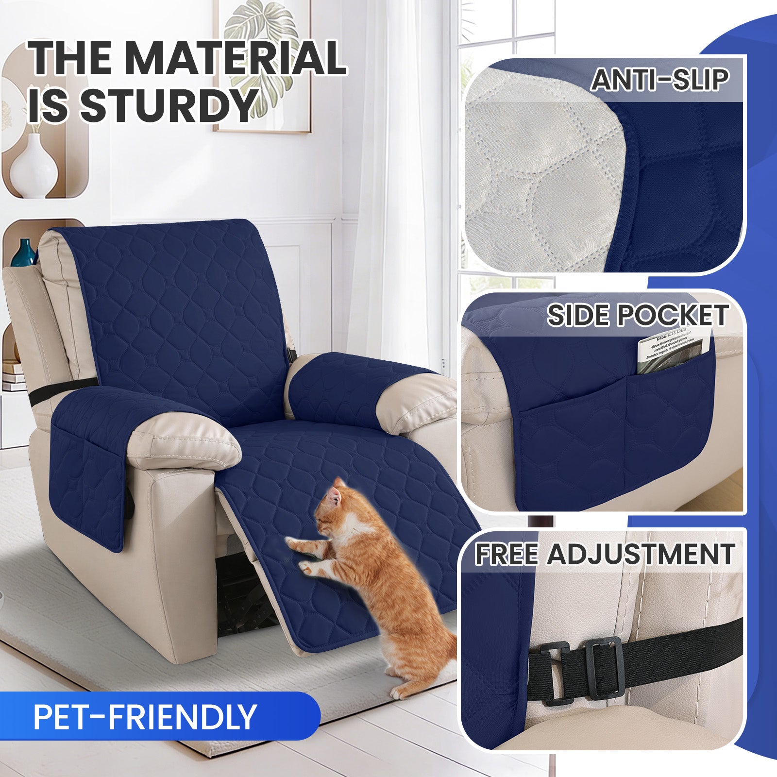 YSTYLE imperméable Recliner Armchair couverture with accoudoirs 1 Seater