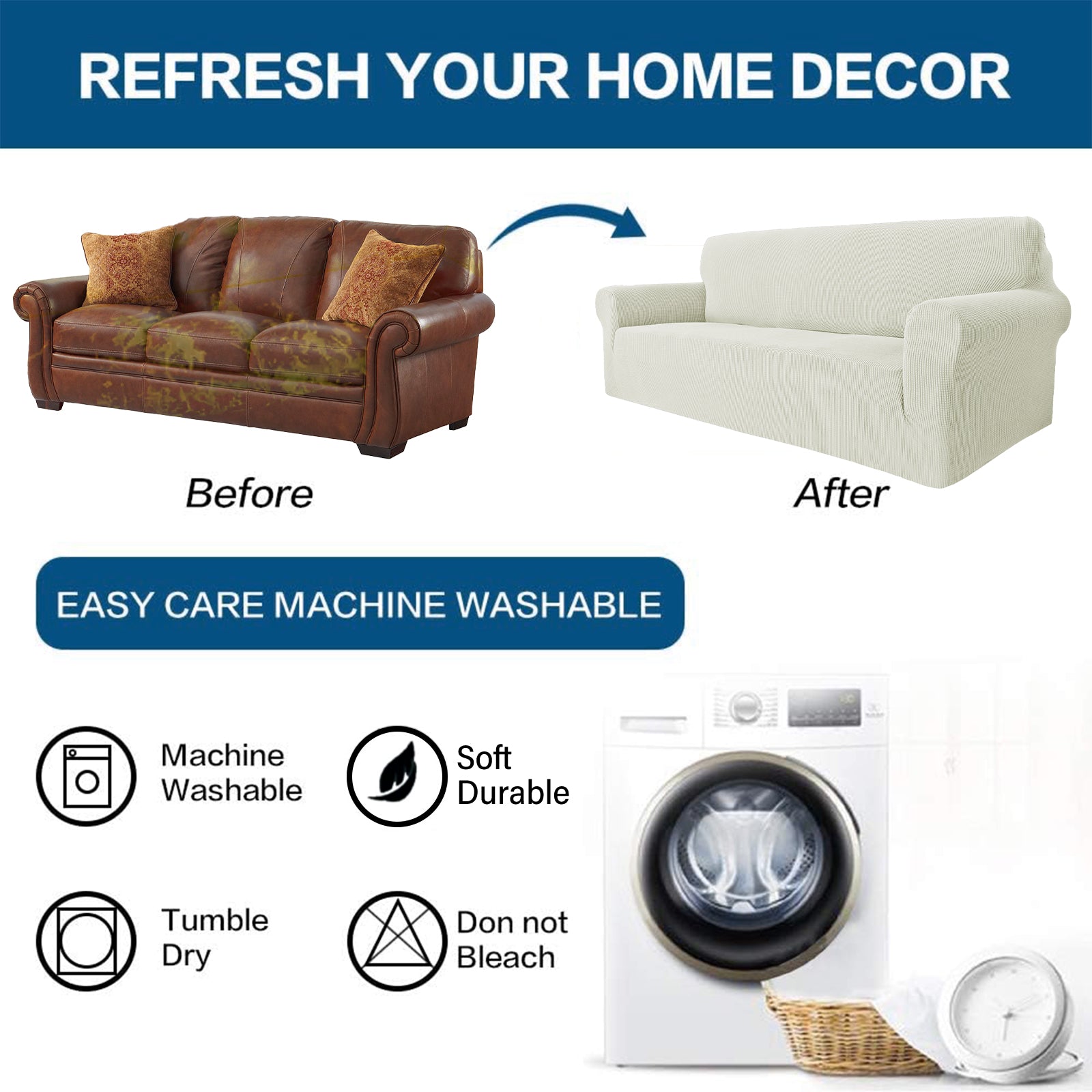 YSTYLE Stretch 2-Sitzer Sofa Bezug mit Armlehnen Anti-Rutsch