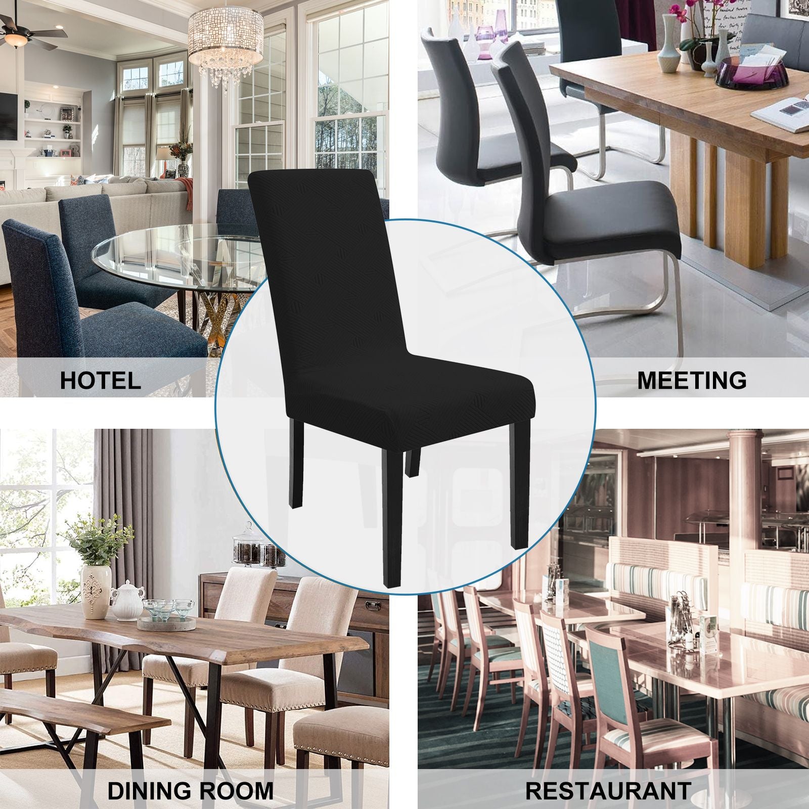 YSTYLE Lot de 4 Housses de Chaise Douces et Extensibles Avec Dossier Taille Universelle