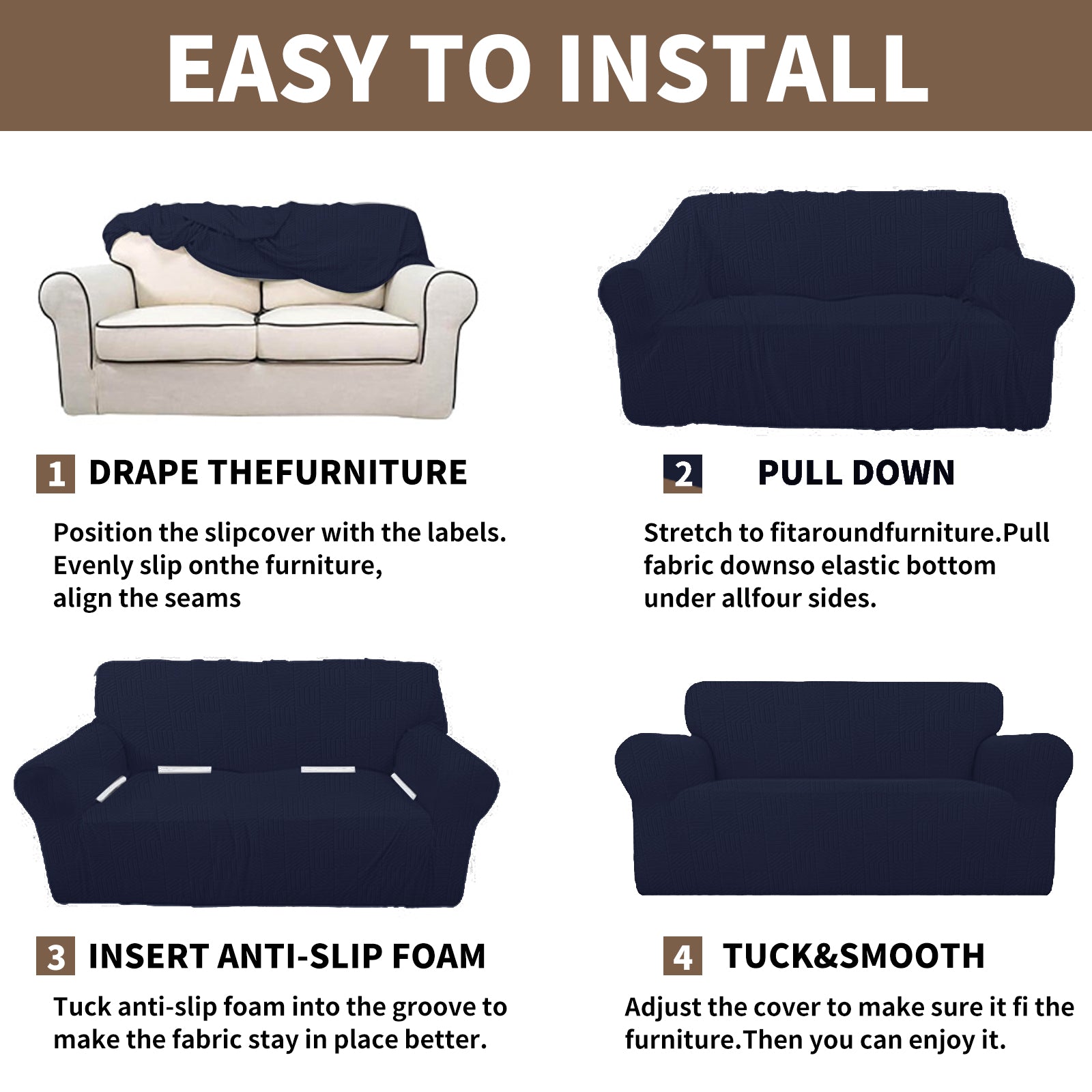 Copertura per divano a 3 posti YSTYLE Stretch 180-234 cm con motivo geometrico