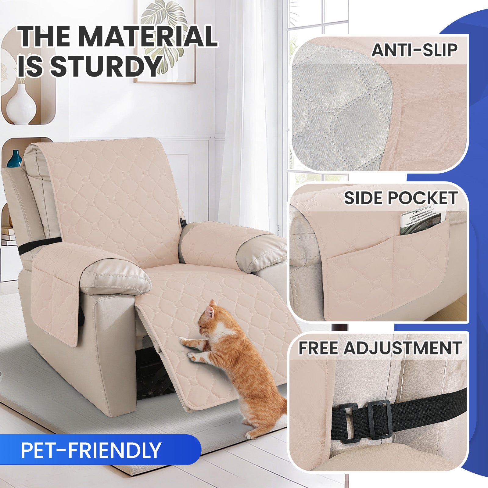 YSTYLE imperméable Recliner Armchair couverture with accoudoirs 1 Seater