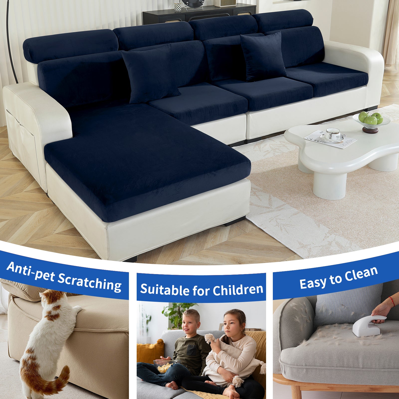 YSTYLE Velvet Stretch Sofa Seat Cover Large 1 Seater Anti Slip-YSTYLE