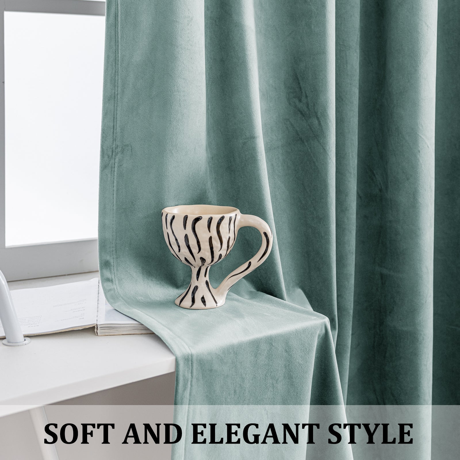 YSTYLE 2 Pieces Velvet Blackout Curtains Thermal Insulated-YSTYLE