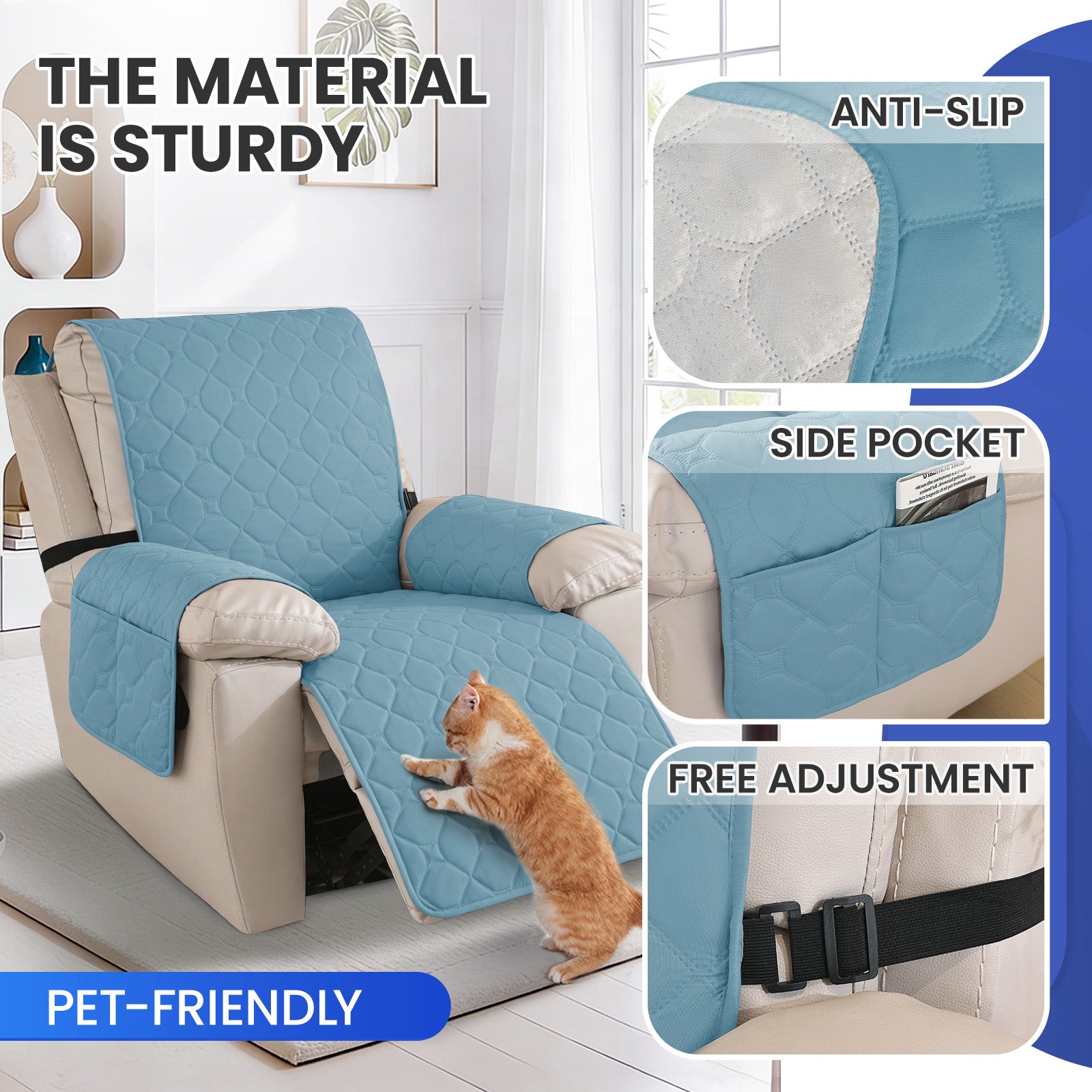 YSTYLE Waterproof Recliner Armchair Cover with Armrests 1 Seater