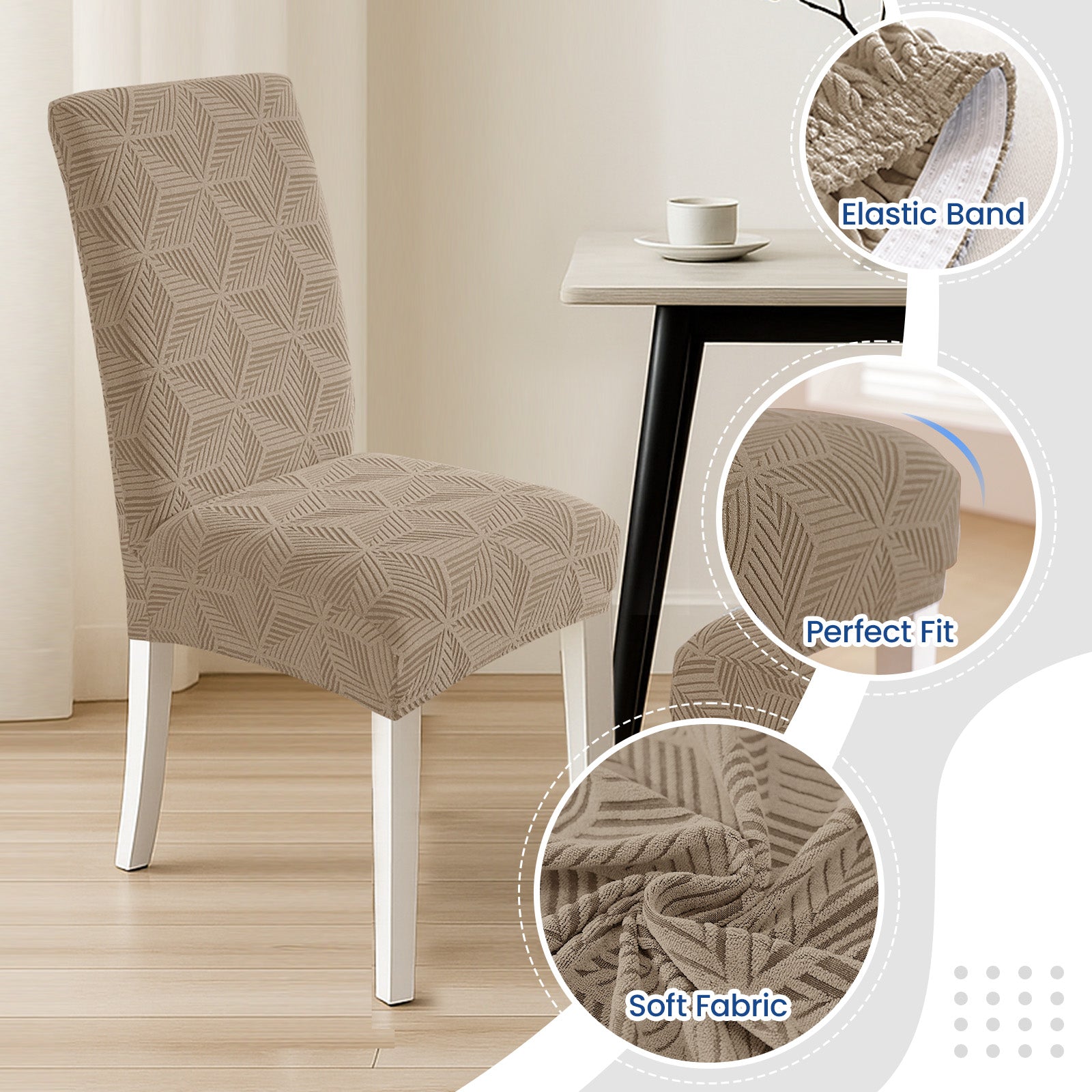 Ystyle 6-Piece Chair Covers with Backrest, Elastic Slipcovers, Universal Living Room Kitchen Chair Protectors, Cat Scratch-Resistant Modern Stain-Proof Dining Chair Covers