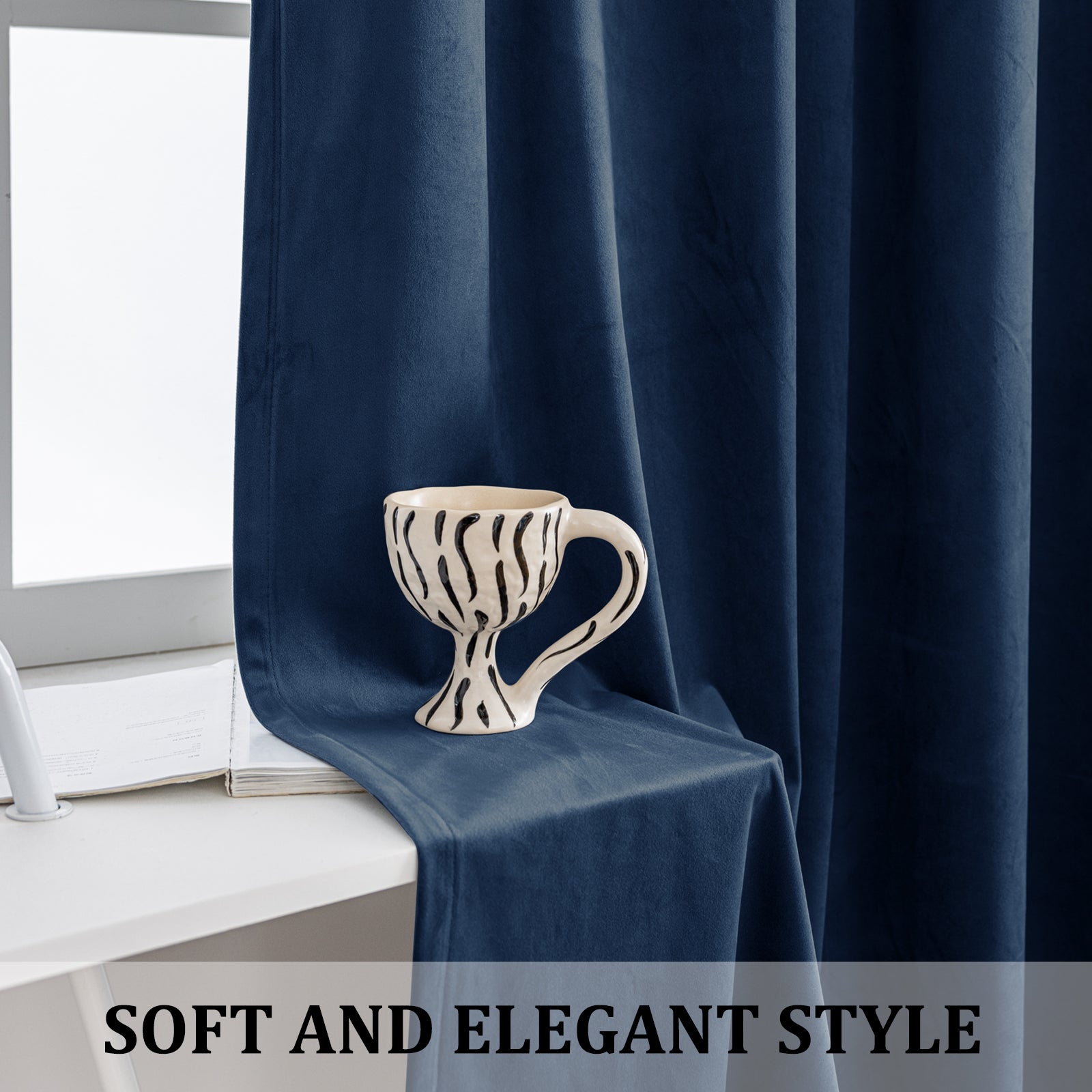 YSTYLE 2 Pieces Velvet Blackout Curtains Thermal Insulated-YSTYLE