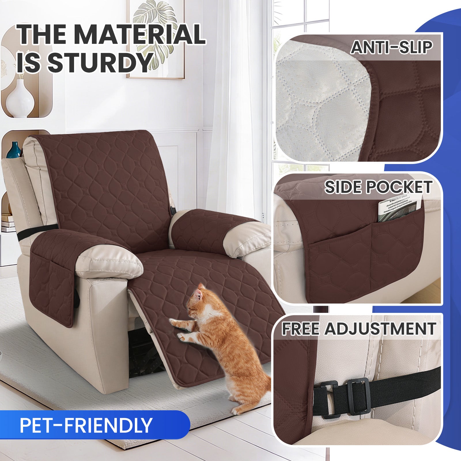 YSTYLE imperméable Recliner Armchair couverture with accoudoirs 1 Seater