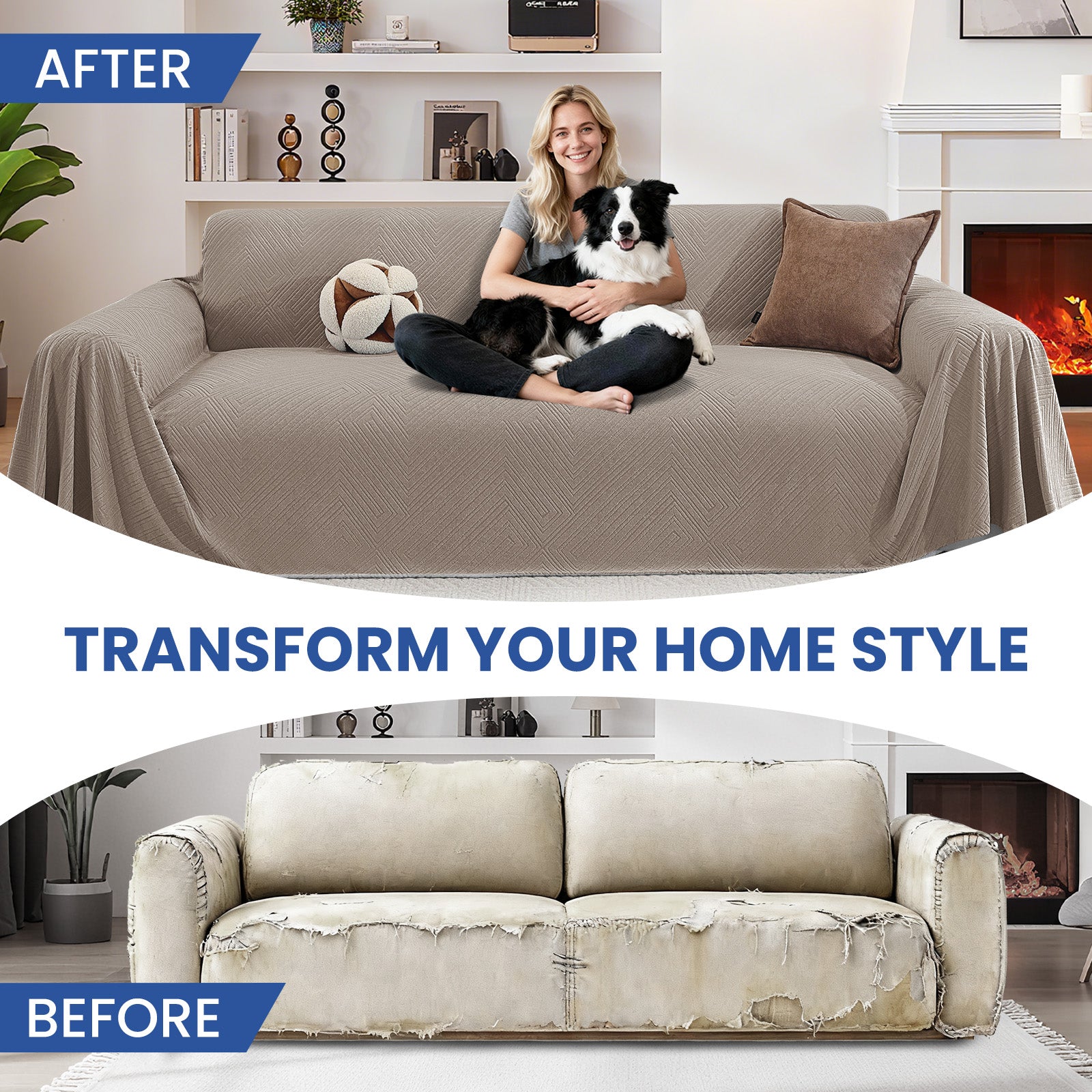Ystyle Universal 4 Seater Sofa Cover Throw 200x230cm Geometric-YSTYLE