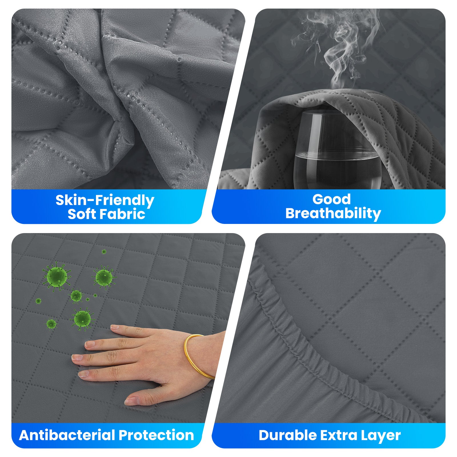 Waterproof Mattress Protector 90x190cm with Deep Pocket