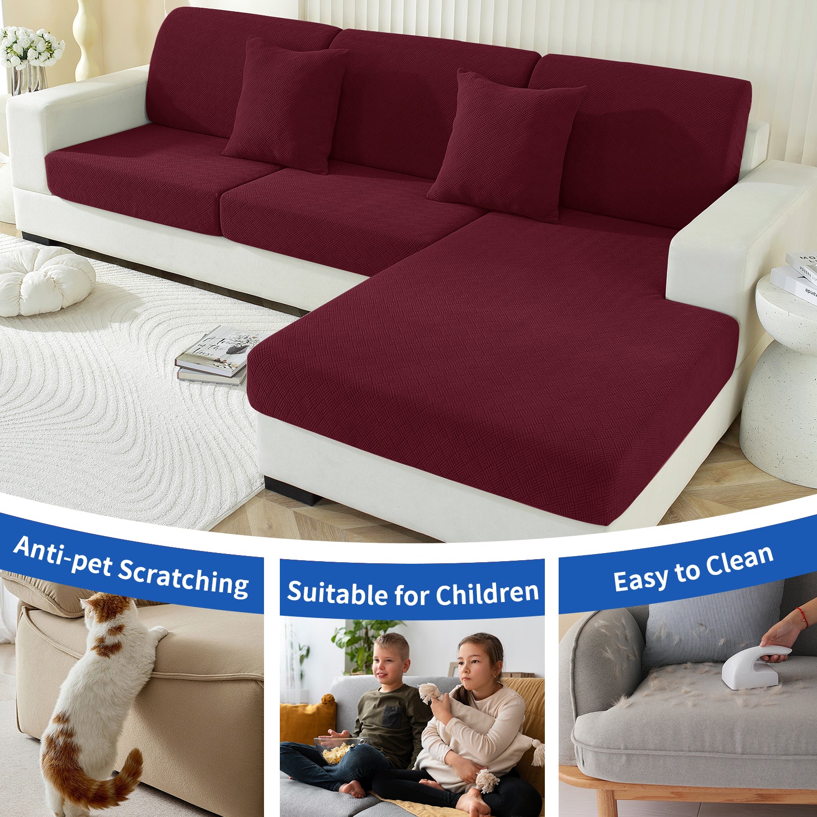 YSTYLE 2-teiliger Sofakissenbezug – dehnbar, universell einsetzbar, rutschfest, kratzfest, geometrisches Design – rhombisch