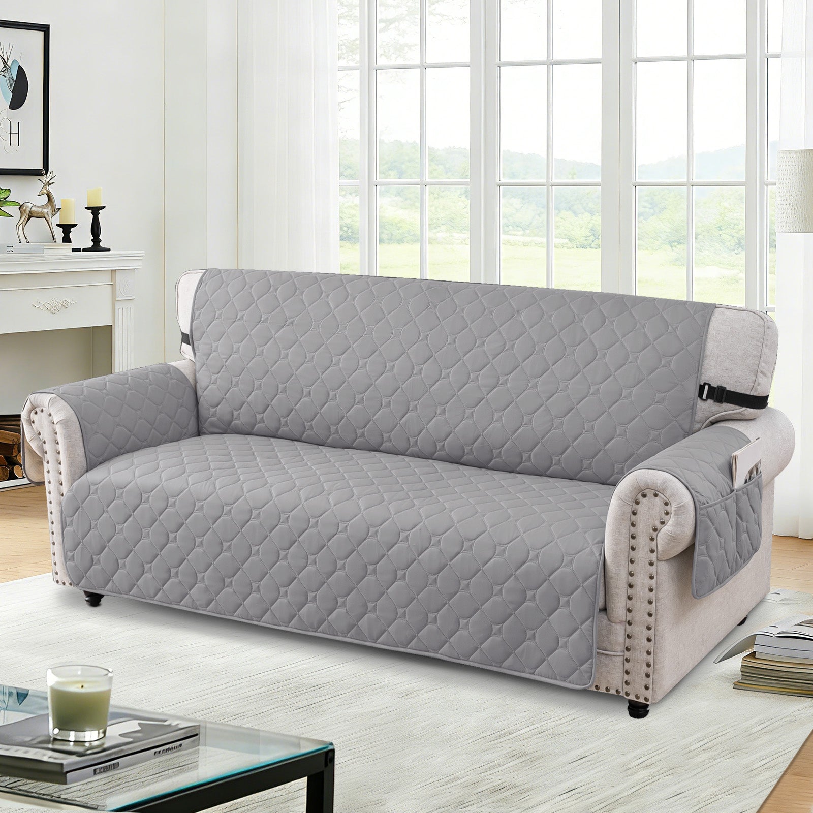 YSTYLE Waterproof 2 Seater Armchair Cover with Pockets Non Slip