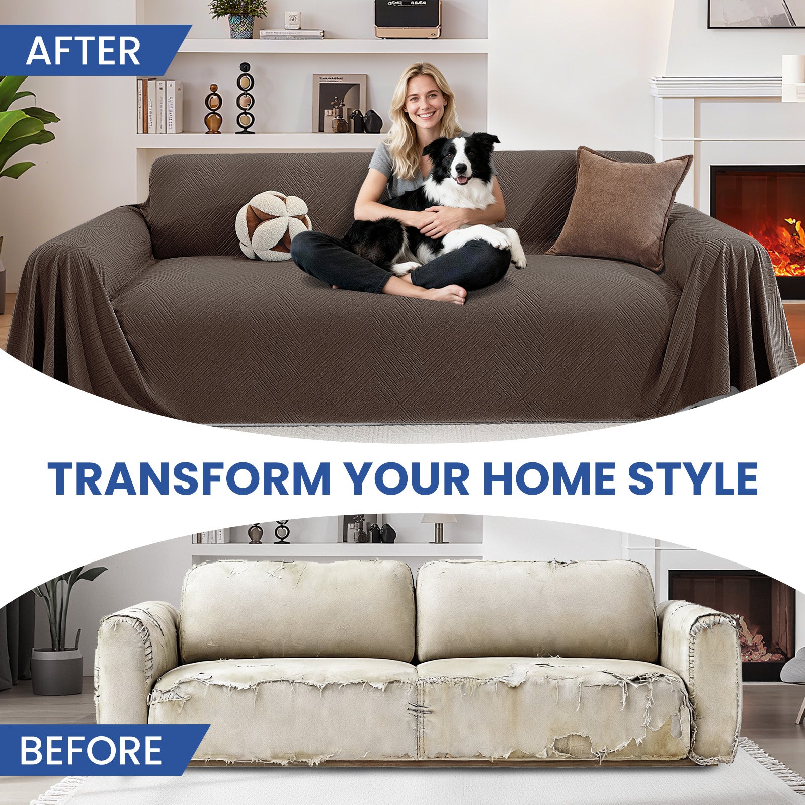Ystyle Universal 4 Seater Sofa Cover Throw 200x230cm Geometric-YSTYLE