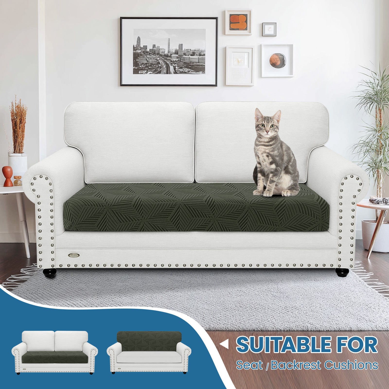 Ystyle Stretch Sofa Seat Cover 2 Seater Anti Slip Geometric-YSTYLE