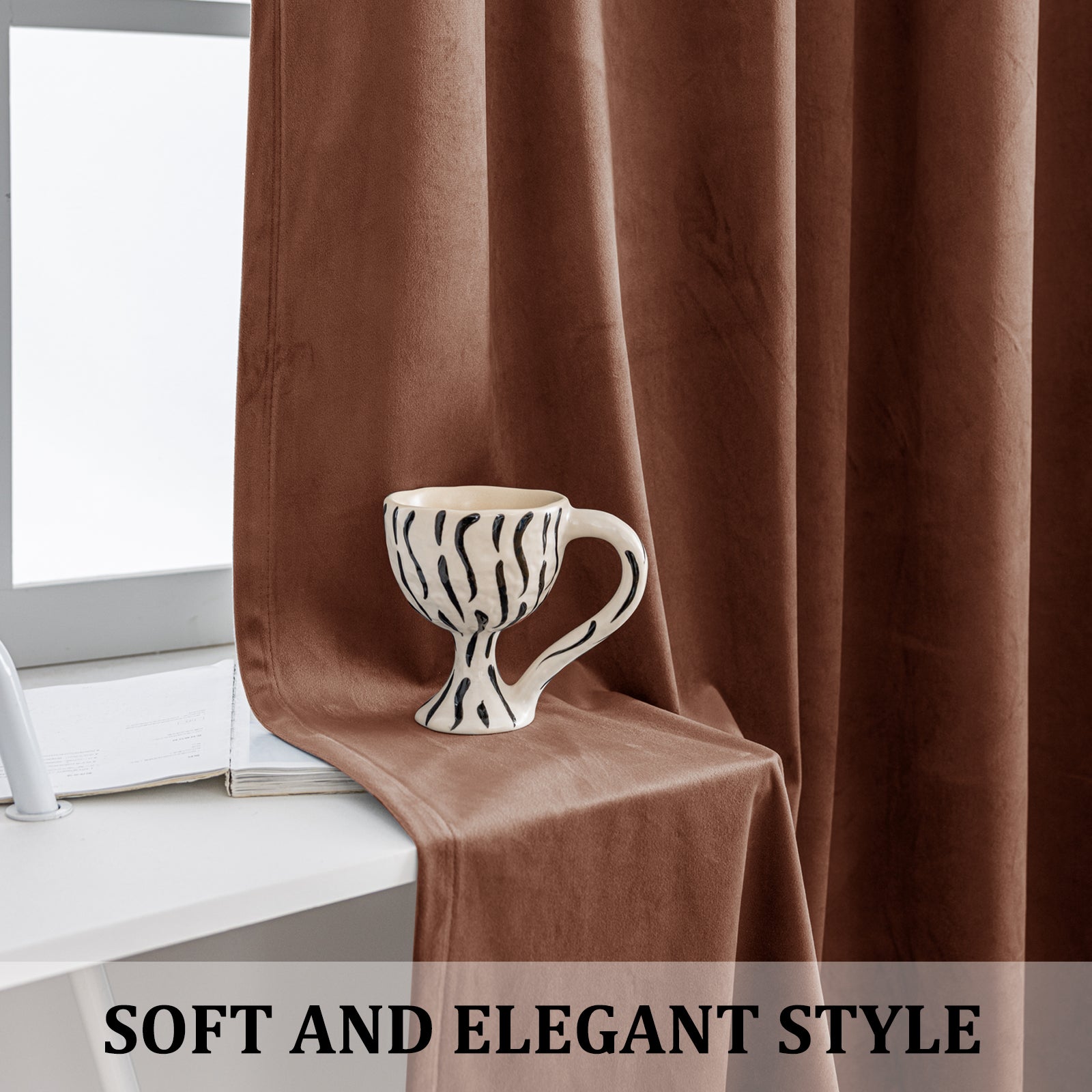 YSTYLE 2 Pieces Velvet Blackout Curtains Thermal Insulated-YSTYLE