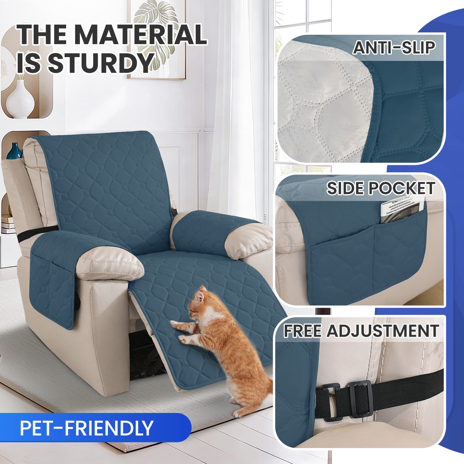 YSTYLE imperméable Recliner Armchair couverture with accoudoirs 1 Seater