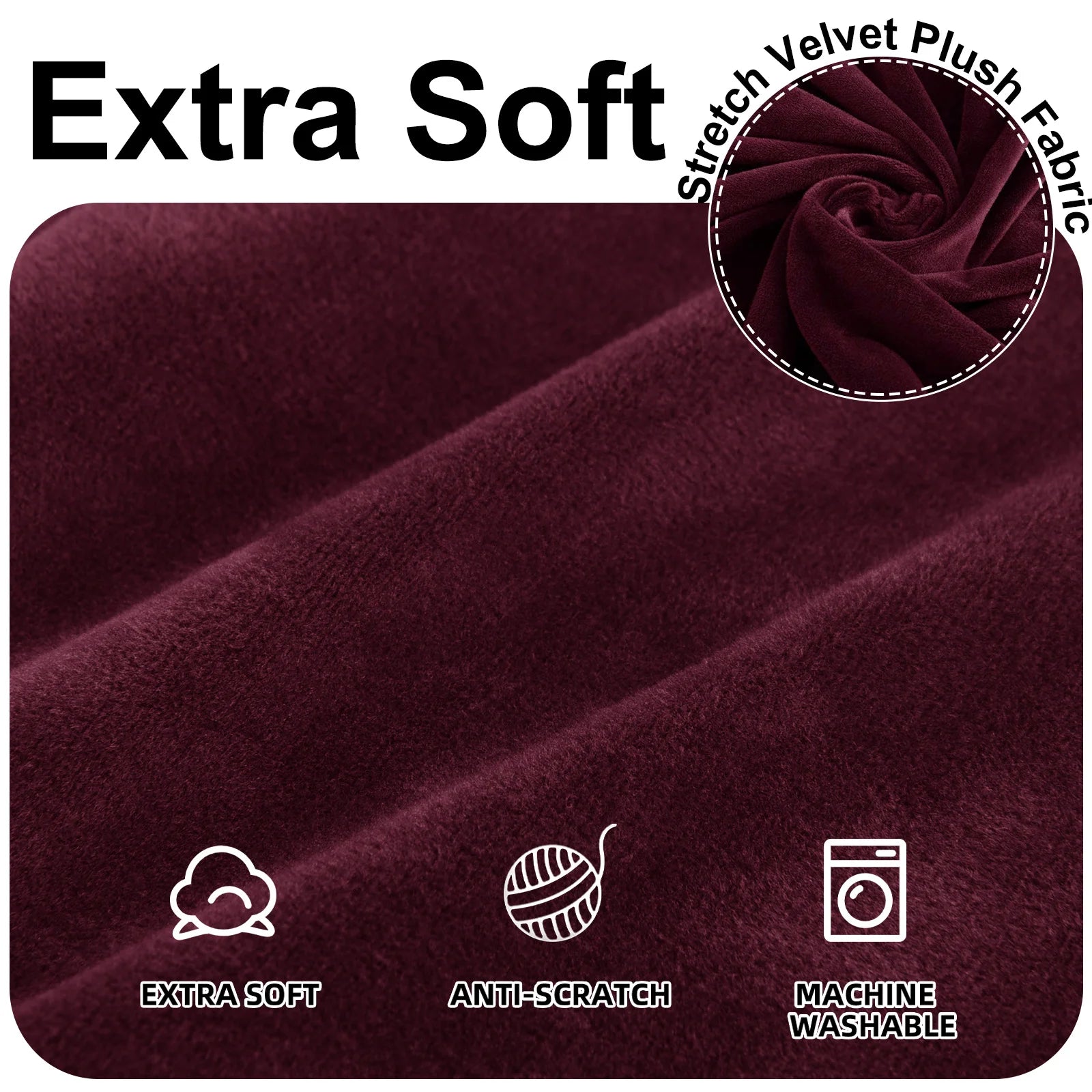 YSTYLE Velvet 1 Seater Sofa Cover with Armrests Stretch Anti Slip-YSTYLE