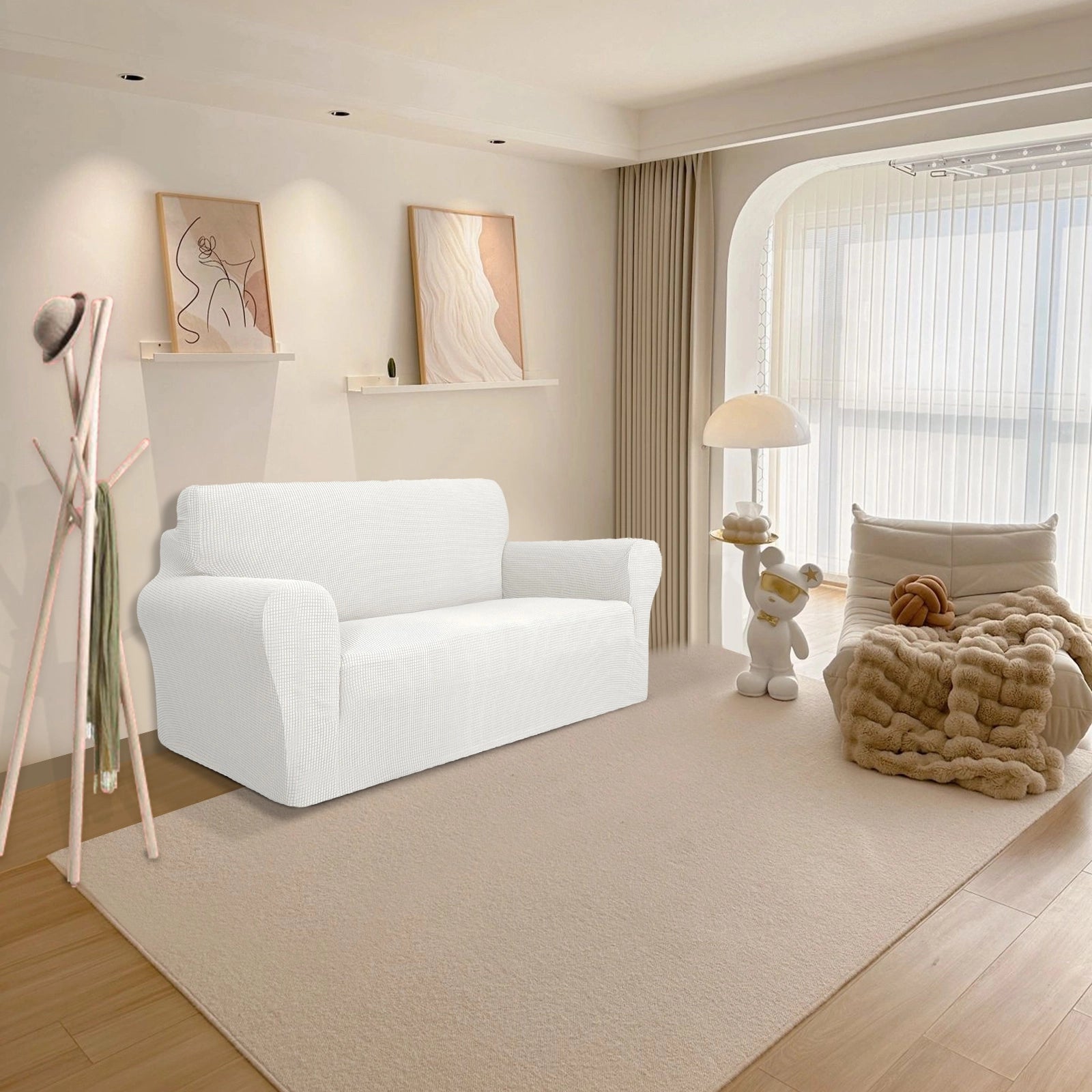 YSTYLE 2 Seater Sofa Cover – Stretch,Anti-Slip & Pet-Friendly, Scratch Resistant, Washable-Grid