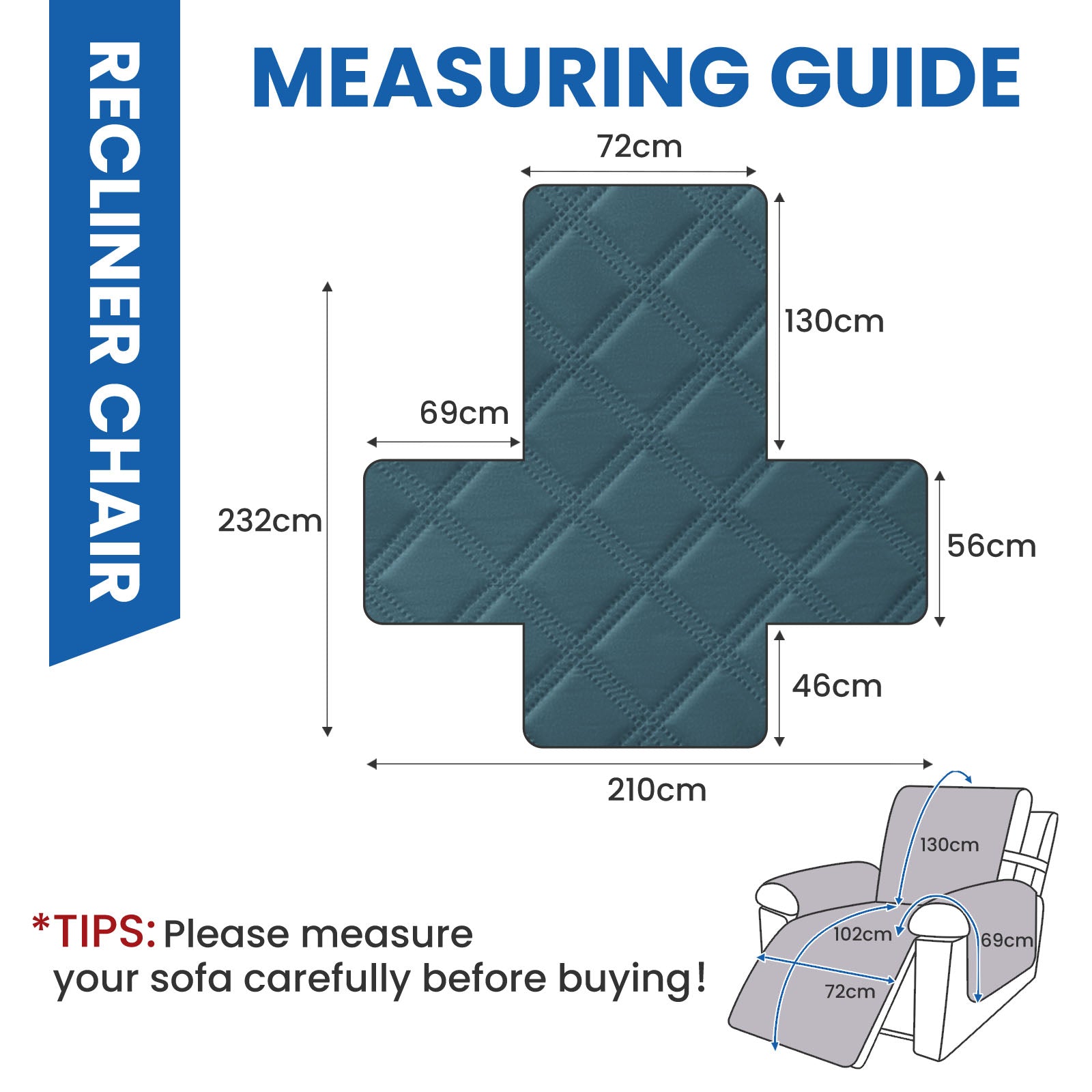 YSTYLE Waterproof Armchair Cover with Pockets and Non Slip Backing-YSTYLE