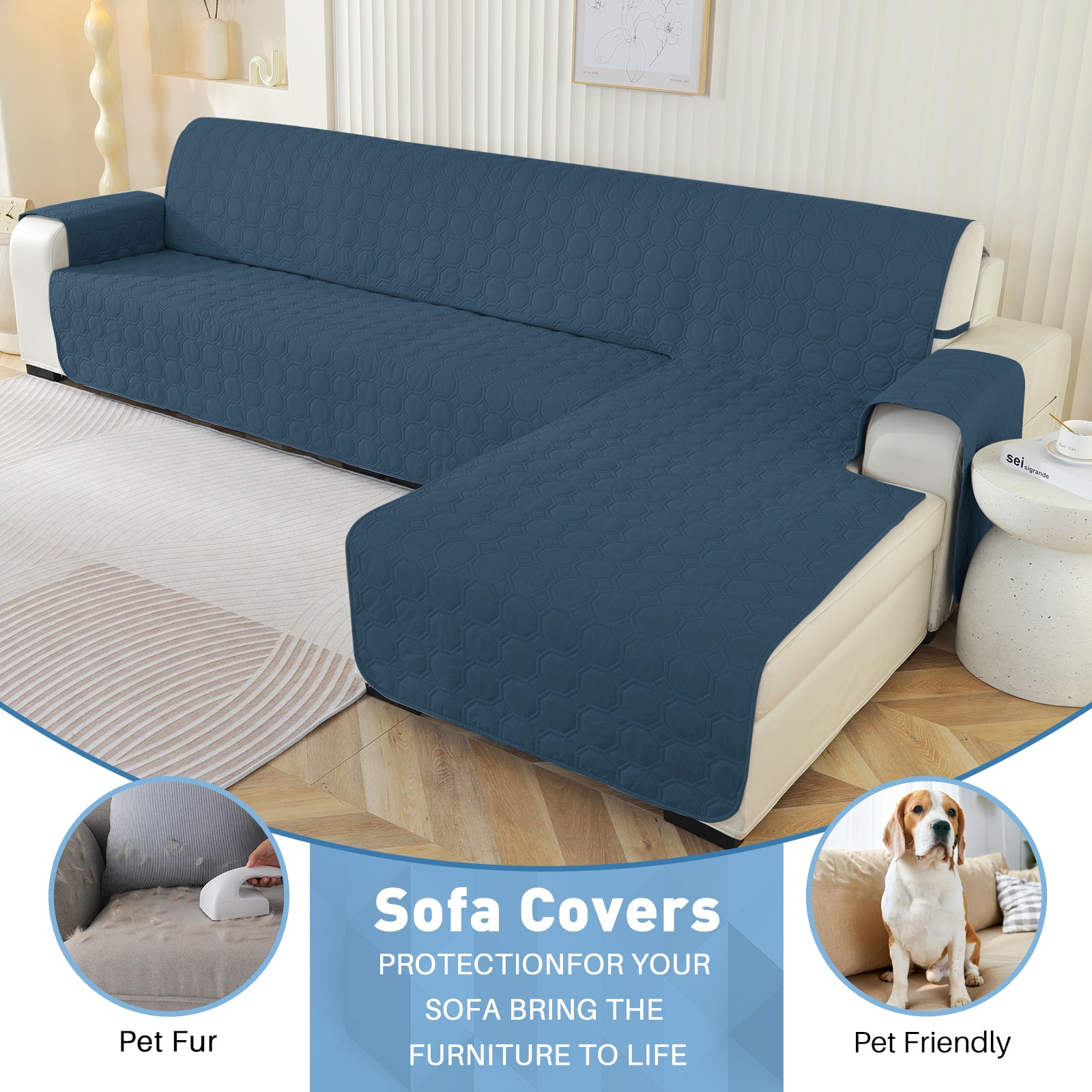 Copertura Impermeabile Reversibile per Divano Angolare a 2 Posti Penisola | YSTYLE