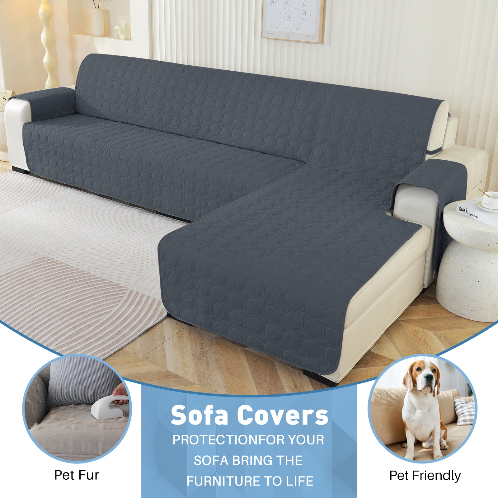 Copertura Impermeabile Reversibile per Divano Angolare a 2 Posti Penisola | YSTYLE