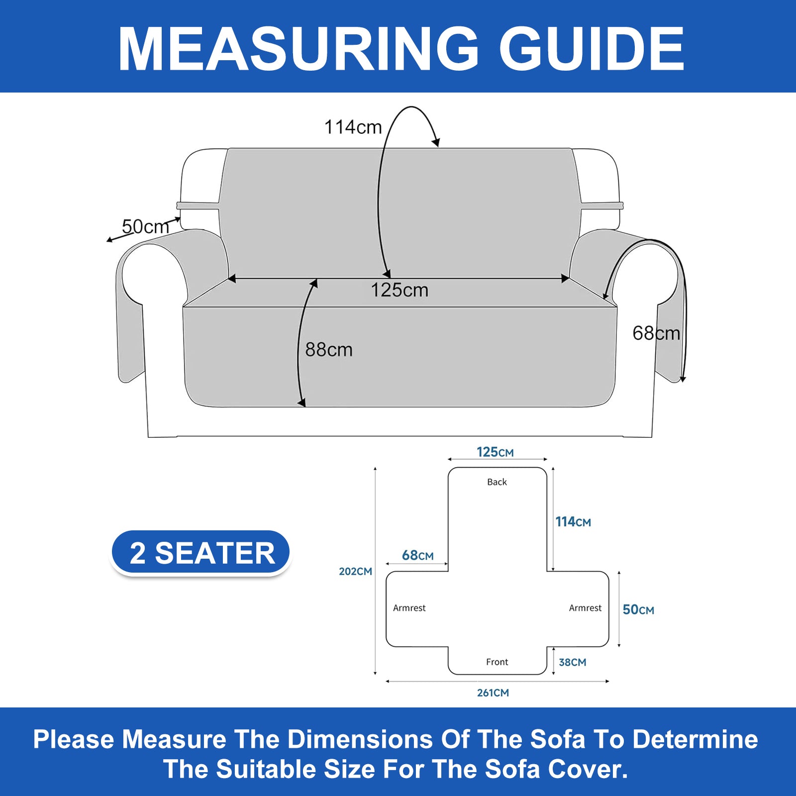 Ystyle 100% Waterproof 2 Seater Sofa Cover with Side Pockets