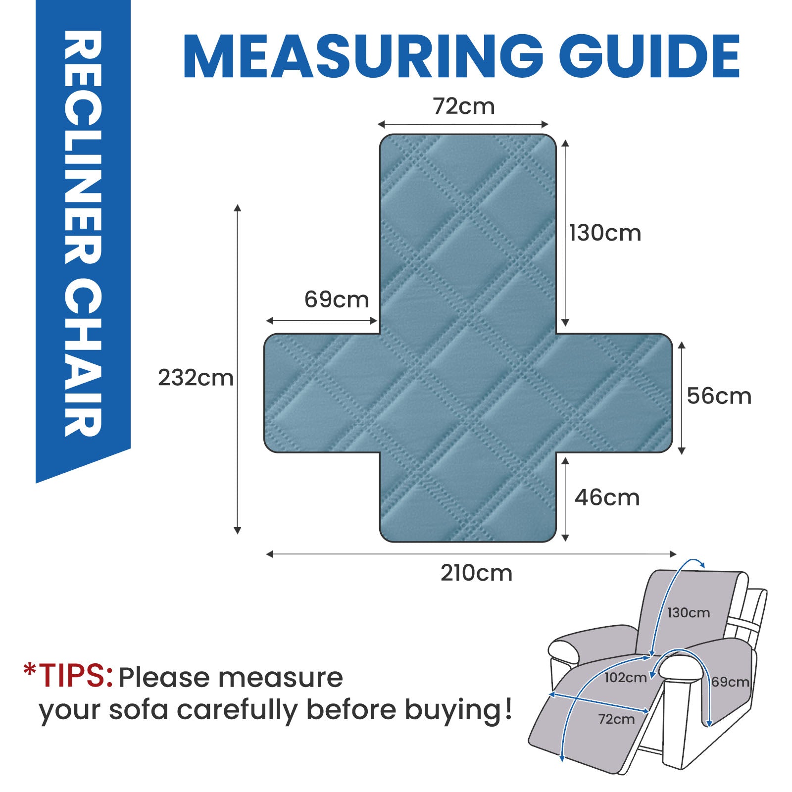 YSTYLE Waterproof Armchair Cover with Pockets and Non Slip Backing-YSTYLE
