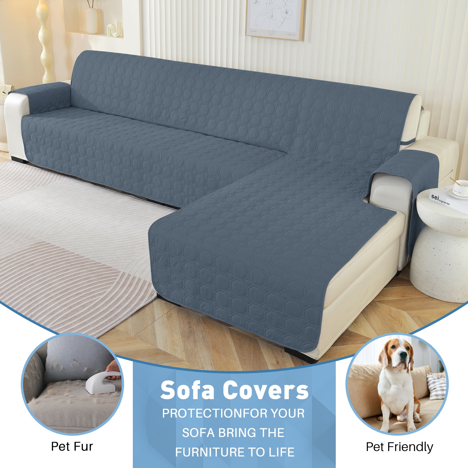 Copertura Impermeabile Reversibile per Divano Angolare a 2 Posti Penisola | YSTYLE