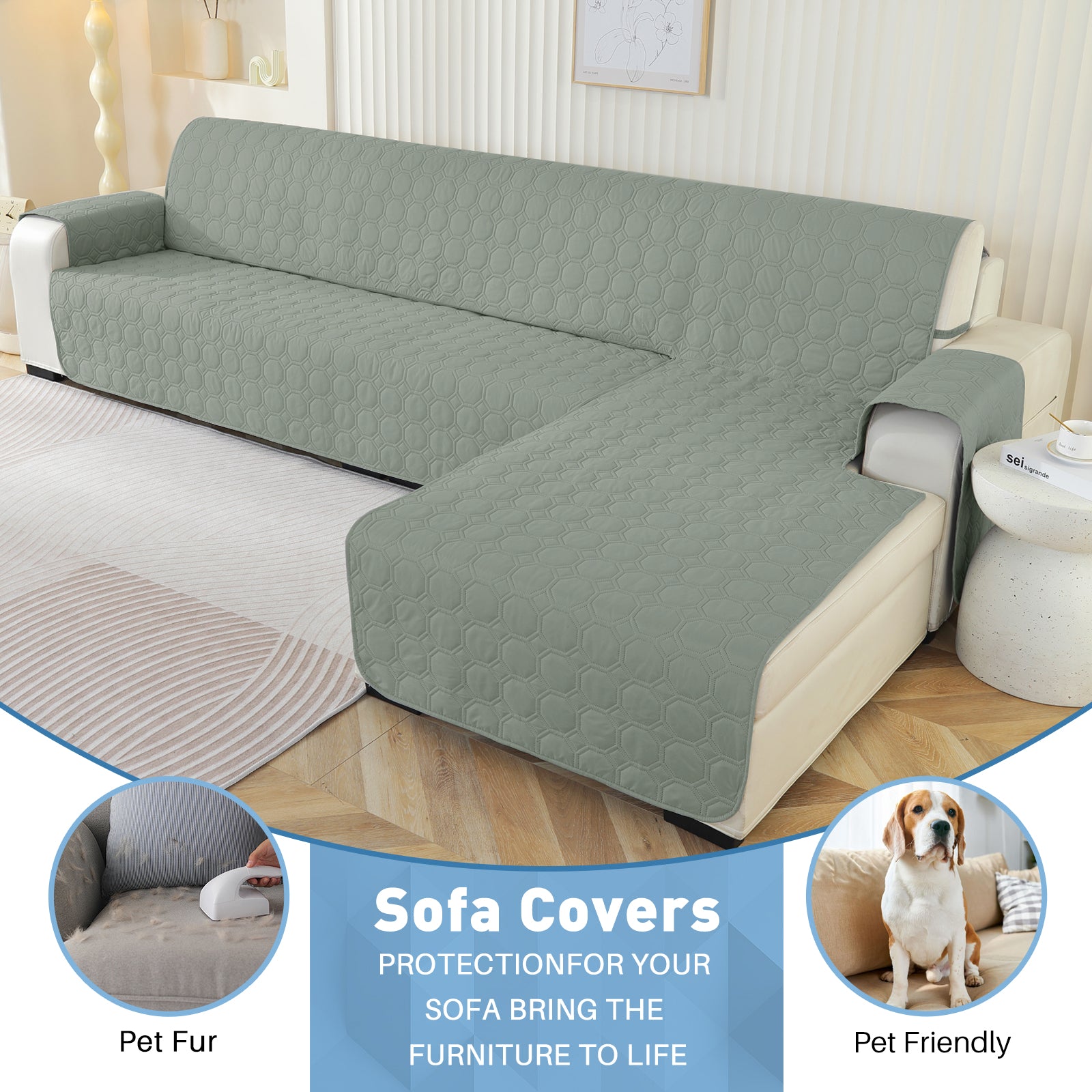 Copertura Impermeabile Reversibile per Divano Angolare a 2 Posti Penisola | YSTYLE