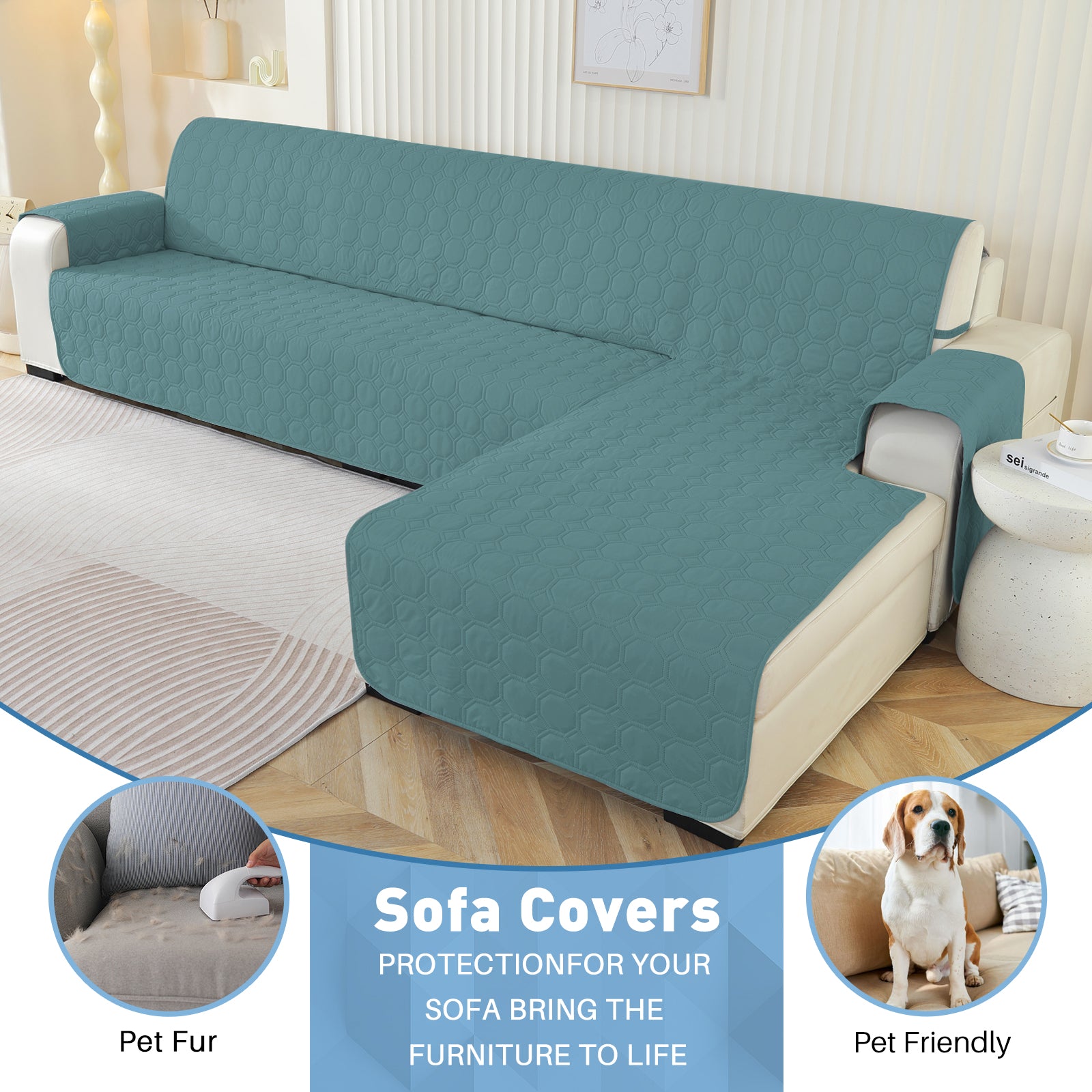 Copertura Impermeabile Reversibile per Divano Angolare a 2 Posti Penisola | YSTYLE