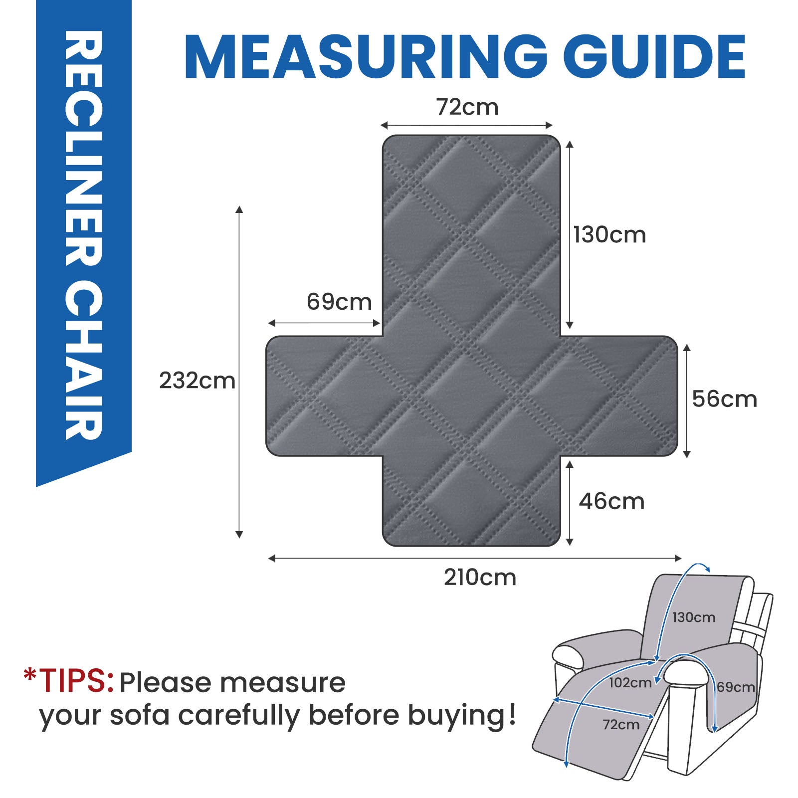 YSTYLE Waterproof Armchair Cover with Pockets and Non Slip Backing-YSTYLE