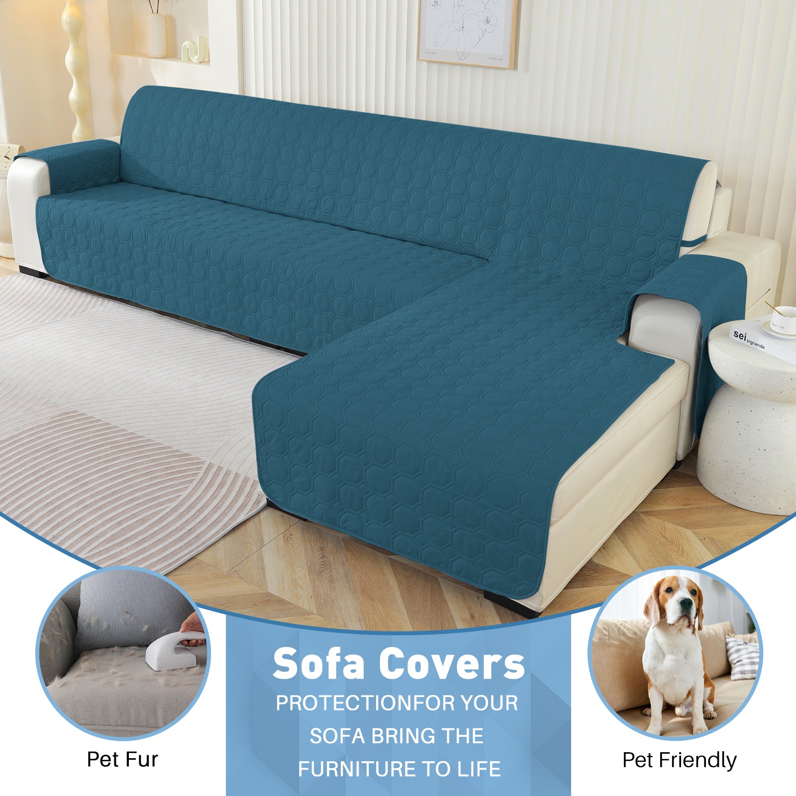 Copertura Impermeabile Reversibile per Divano Angolare a 2 Posti Penisola | YSTYLE