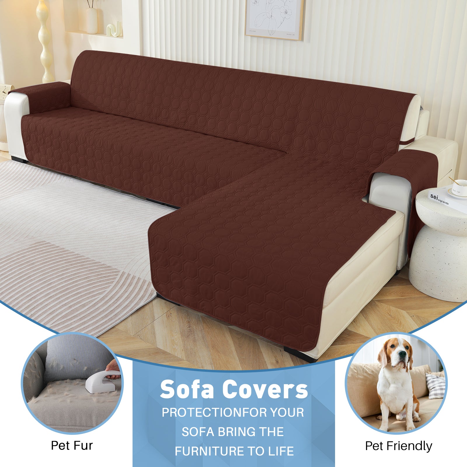 Copertura Impermeabile Reversibile per Divano Angolare a 2 Posti Penisola | YSTYLE