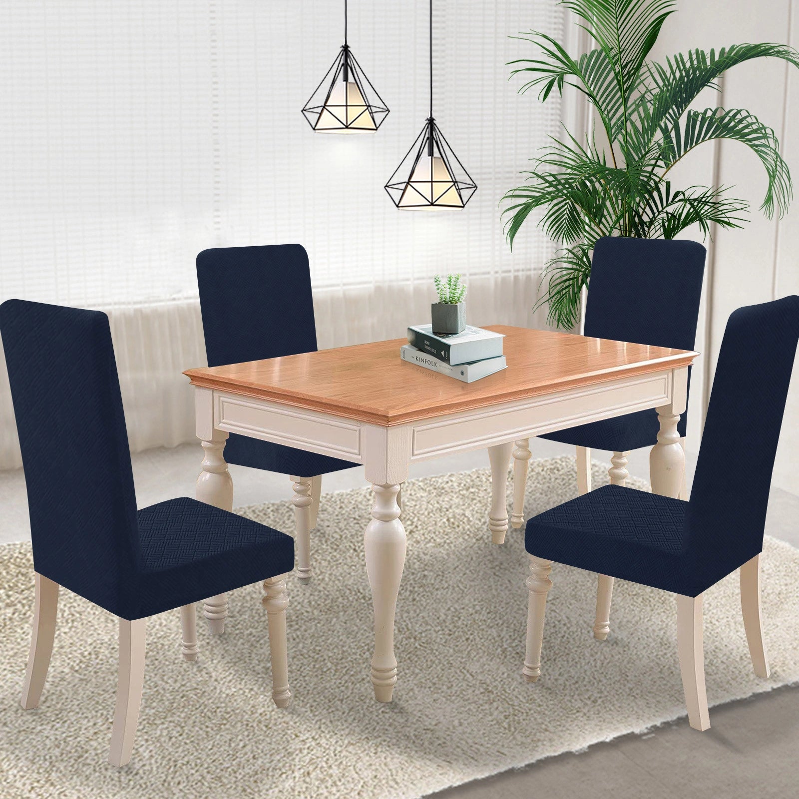 YSTYLE 4 Pieces Stretch Dining Chair Covers Diamond Jacquard-YSTYLE