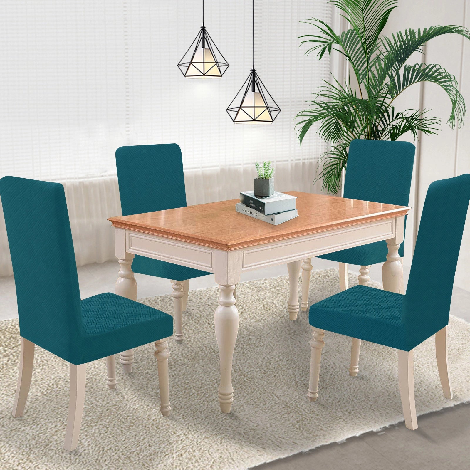 YSTYLE 4 Pieces Stretch Dining Chair Covers Diamond Jacquard-YSTYLE