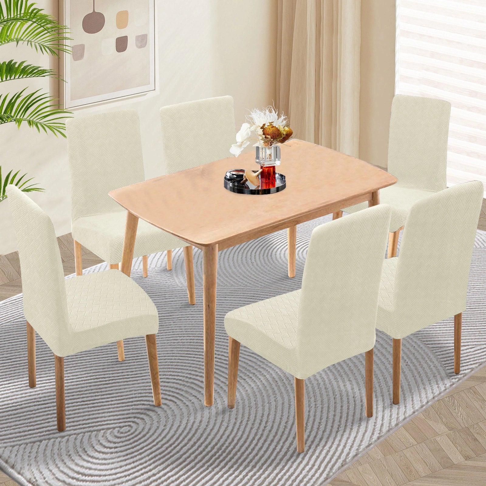 YSTYLE 6 Pieces Stretch Dining Chair Covers Diamond Jacquard-YSTYLE