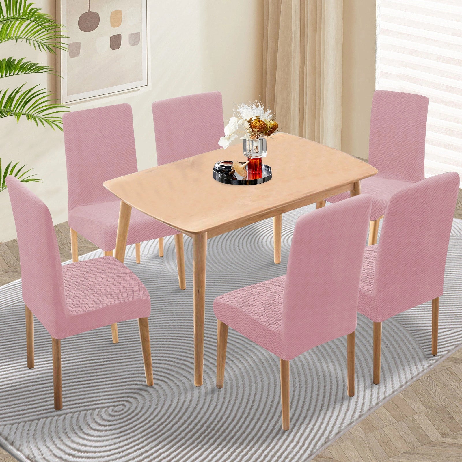 YSTYLE 6 PCS Chair Covers – Elastic Fit, Anti-Slip, Modern Look, Protective Covers-Rhombic