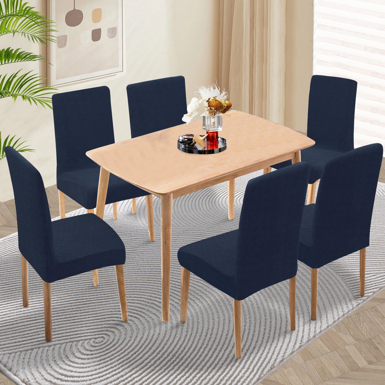 YSTYLE 6 Pieces Stretch Dining Chair Covers Diamond Jacquard-YSTYLE